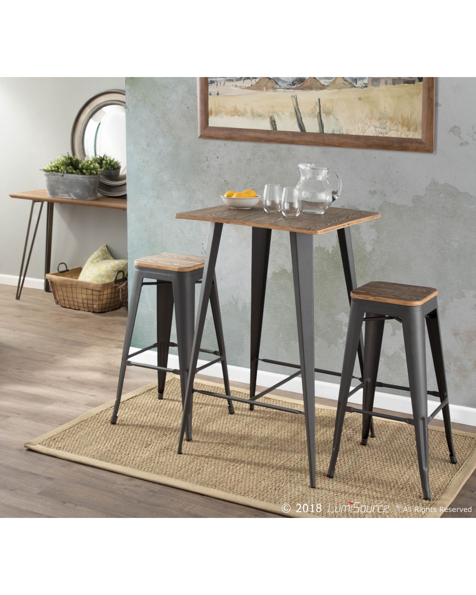 Oregon Industrial Table in Grey and Brown LumiSource