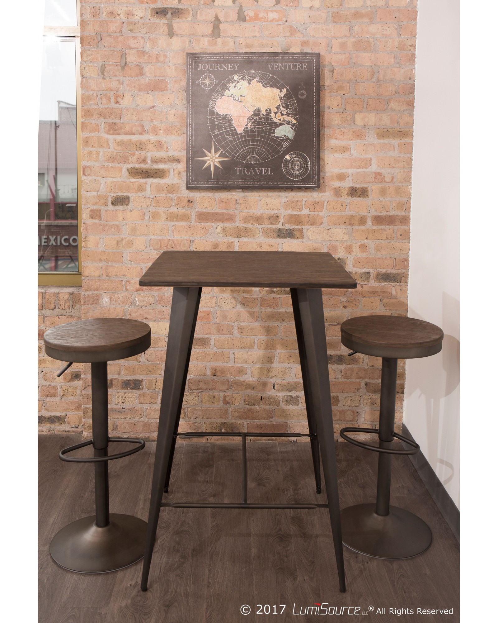 Oregon Industrial Table in Antique and Espresso LumiSource