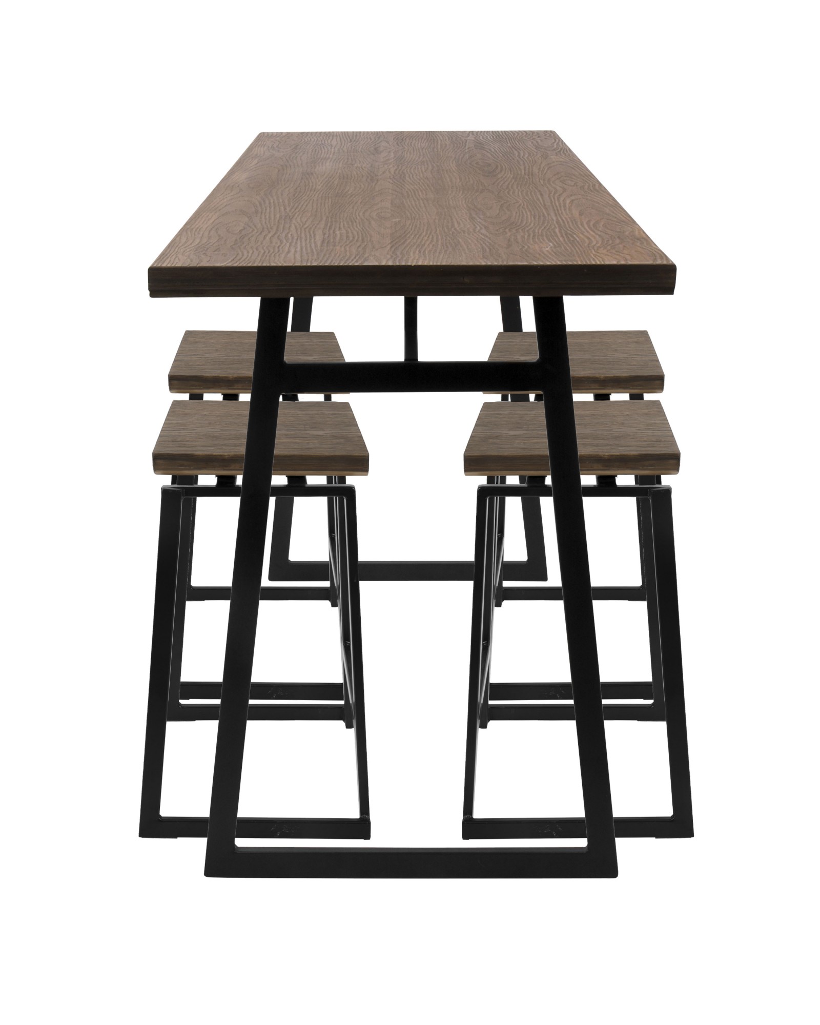 Geo 5-Piece Industrial Counter Set in Black Metal and Wood