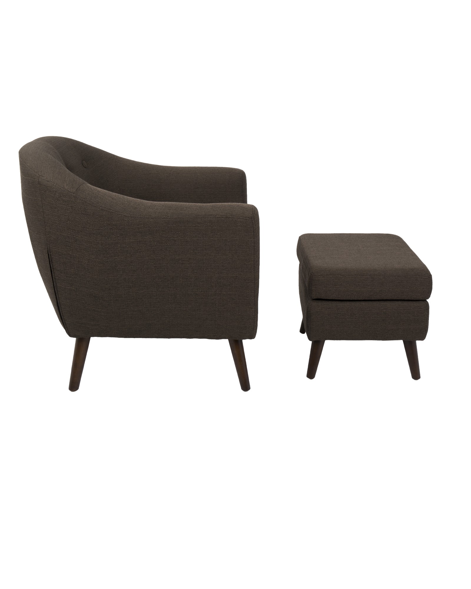 Rockwell Mid-Century Modern Accent Chair and Ottoman in Espresso