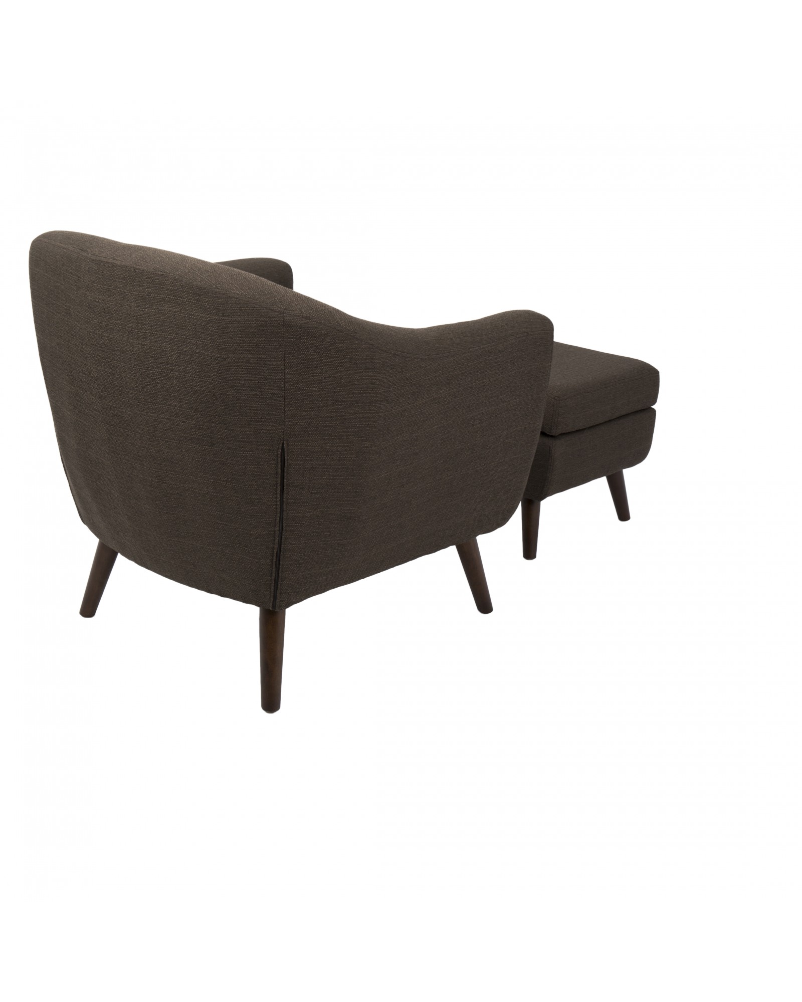 Rockwell Mid-Century Modern Accent Chair and Ottoman in Espresso