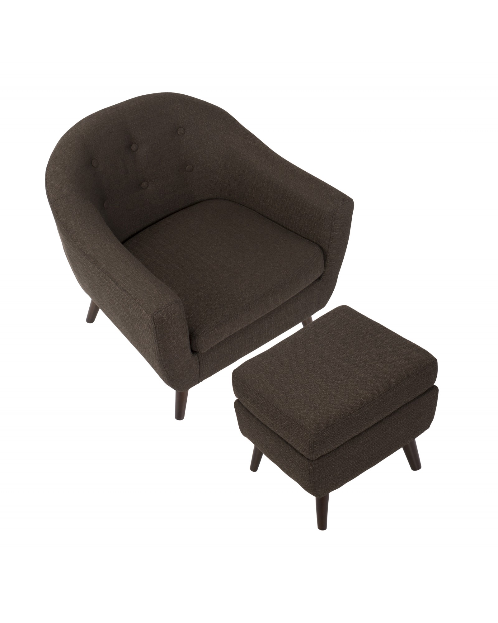 Rockwell Mid-Century Modern Accent Chair and Ottoman in Espresso