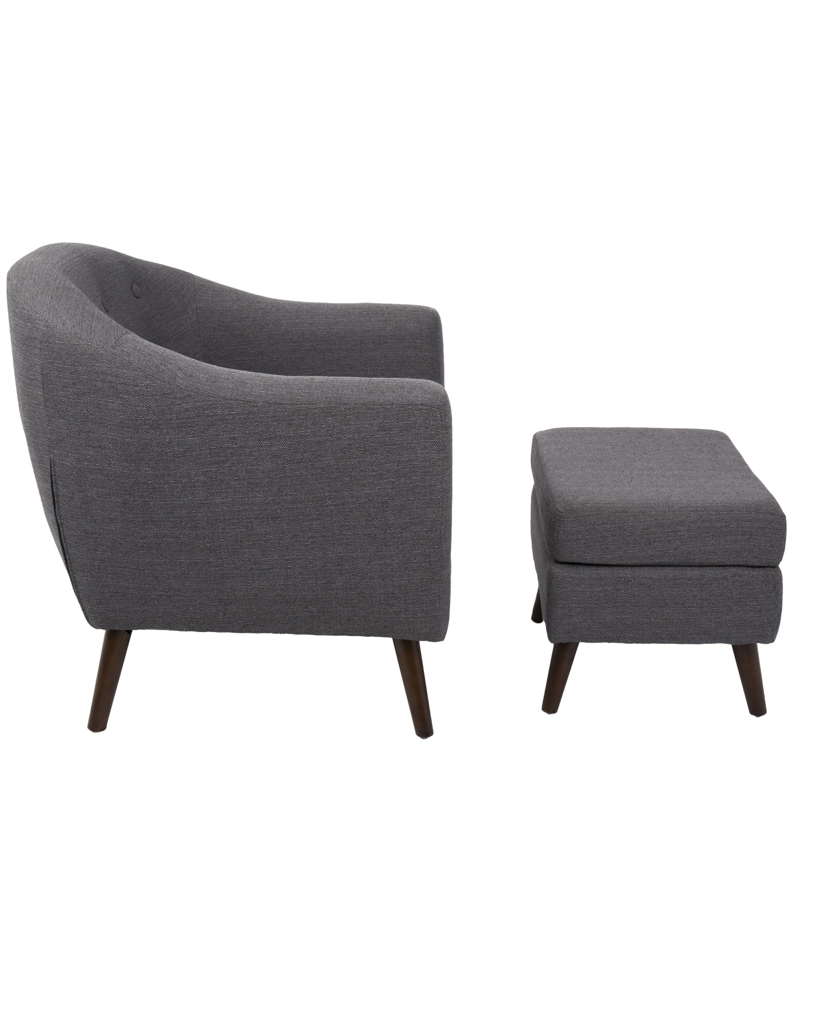 Rockwell Mid-Century Modern Accent Chair and Ottoman in Charcoal Grey