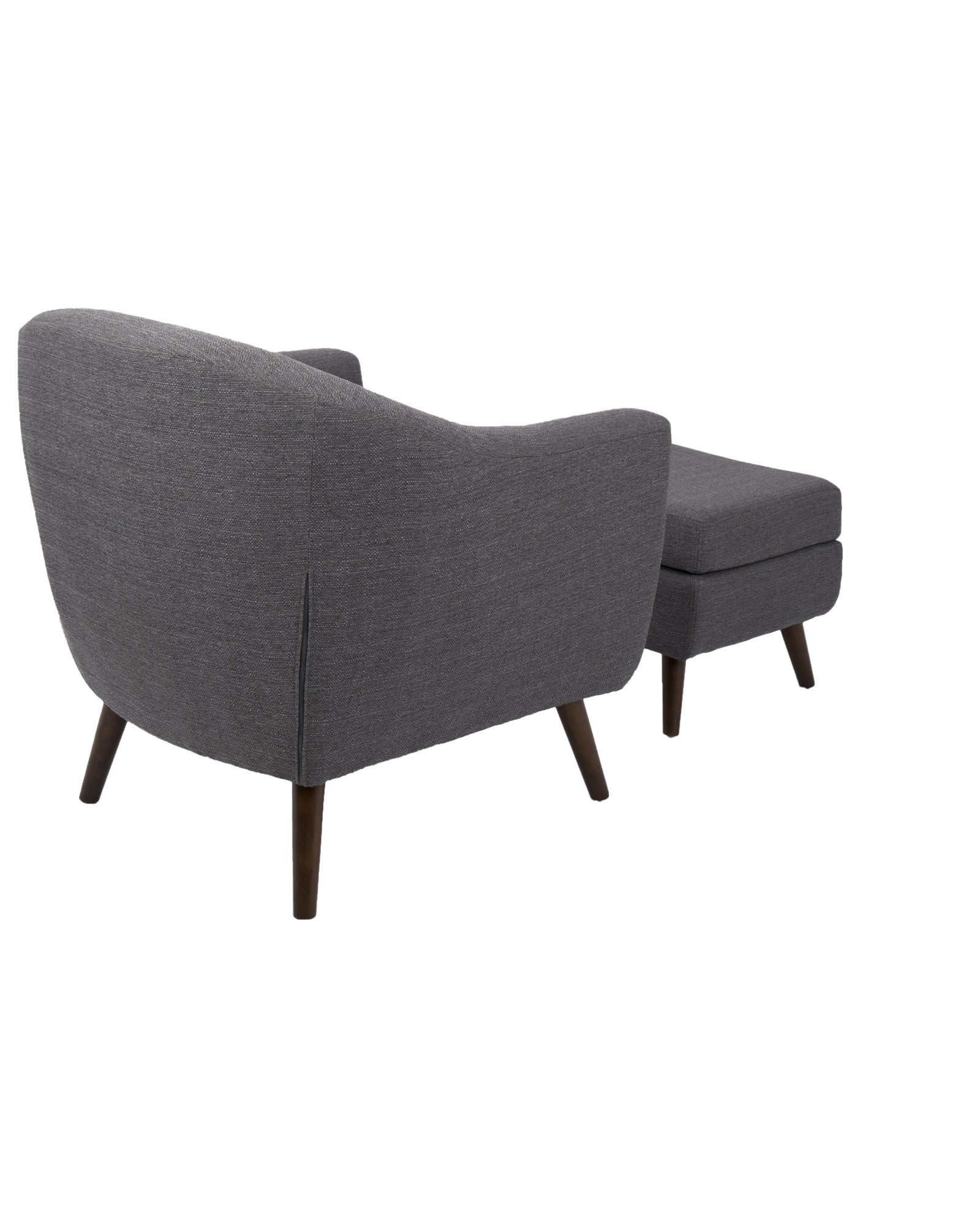 Rockwell Mid-Century Modern Accent Chair and Ottoman in Charcoal Grey