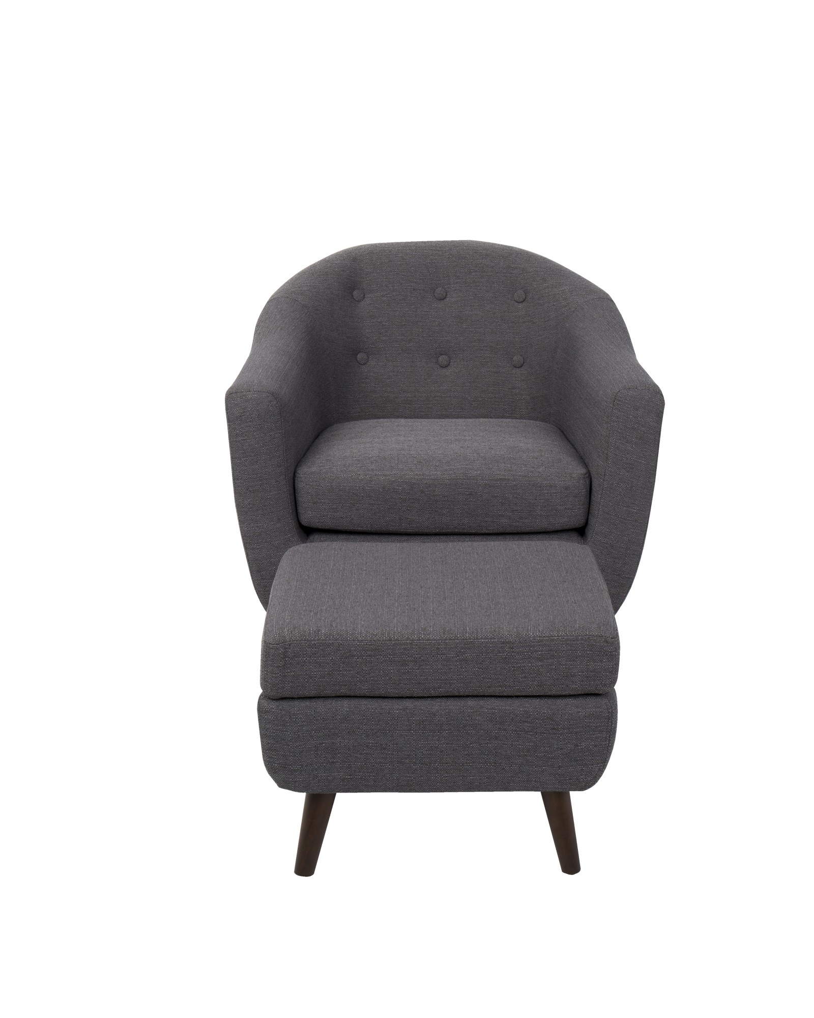 Rockwell Mid-Century Modern Accent Chair and Ottoman in Charcoal Grey