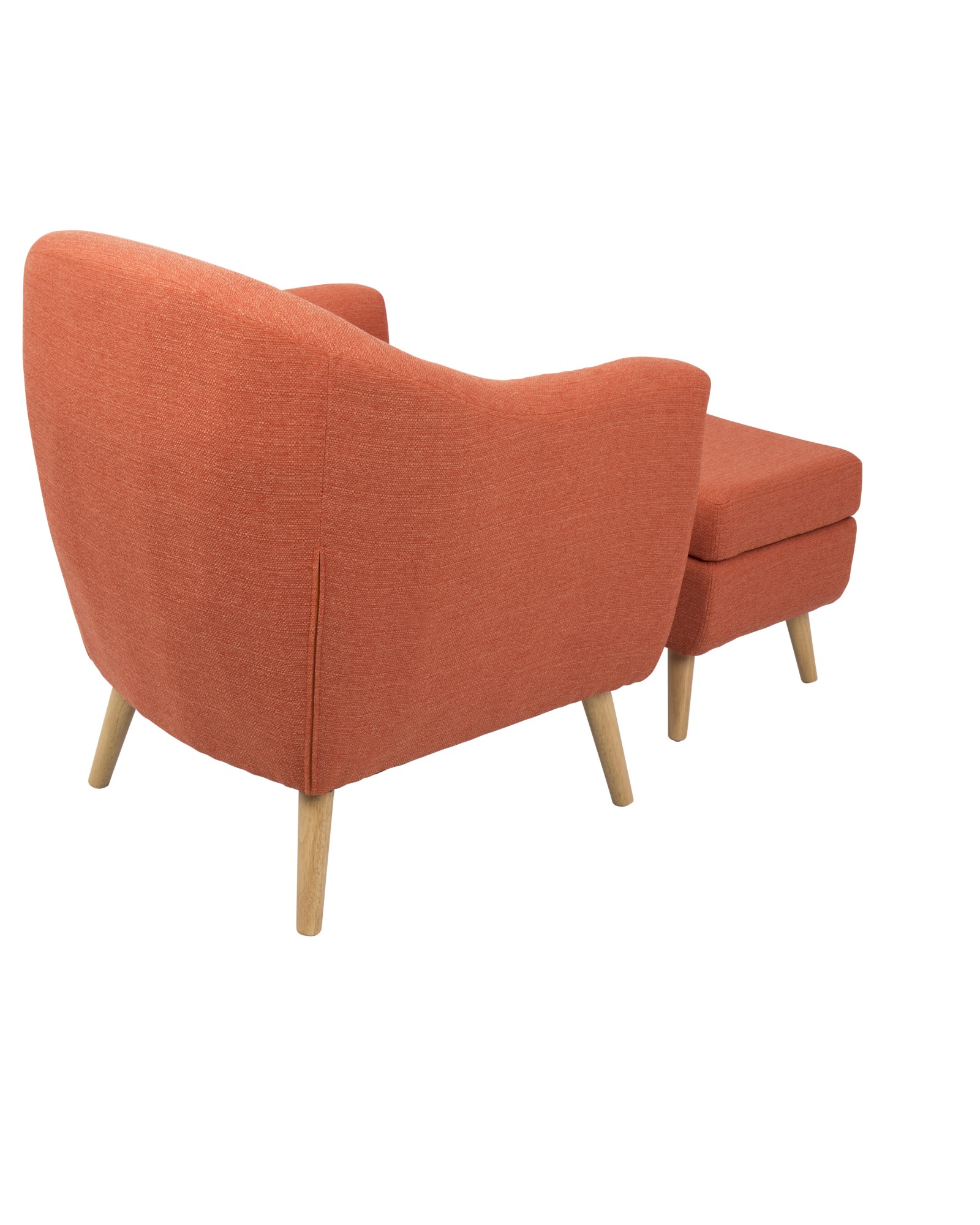 Rockwell Mid-Century Modern Accent Chair and Ottoman in Orange