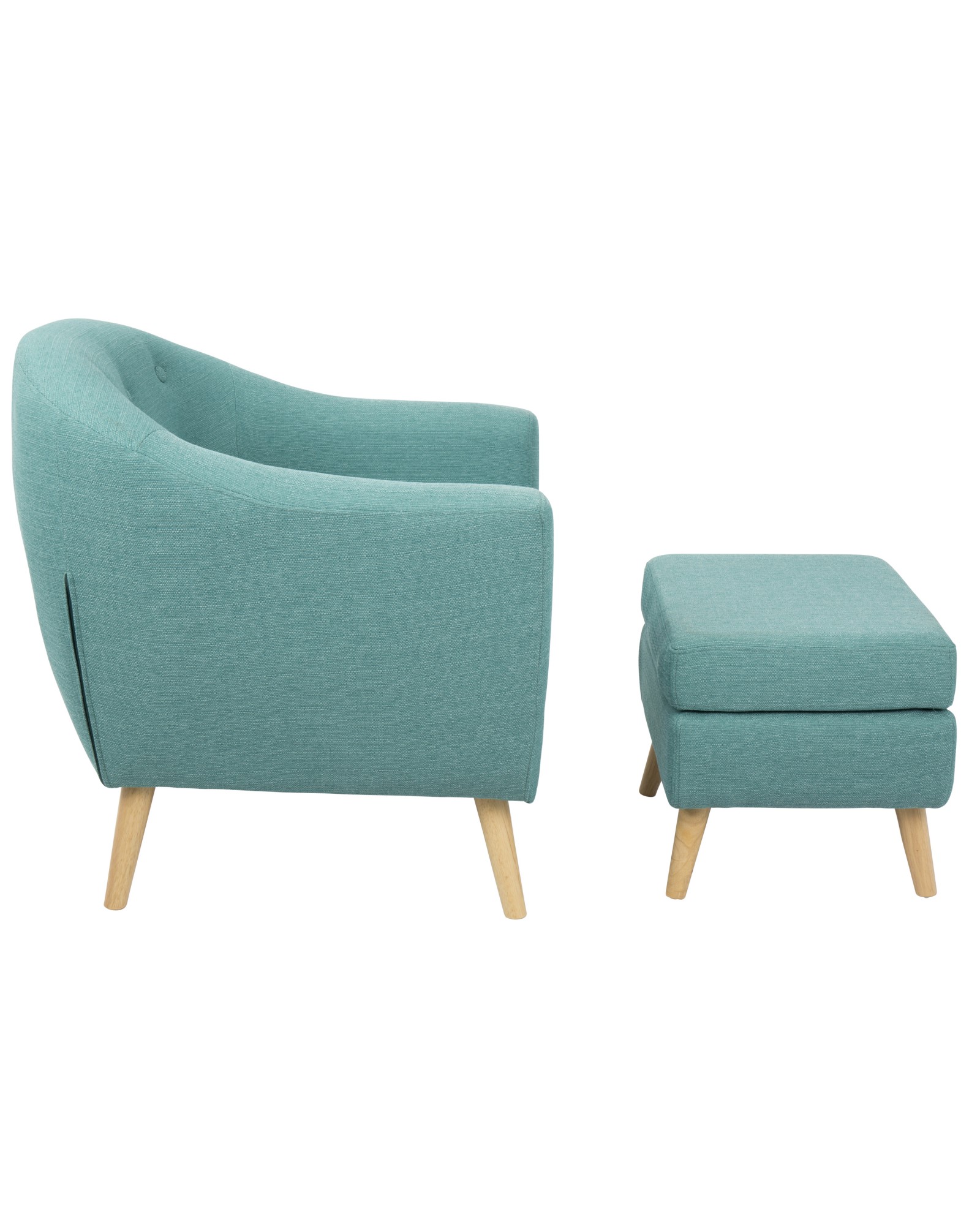 Rockwell Mid-Century Modern Accent Chair and Ottoman in Teal