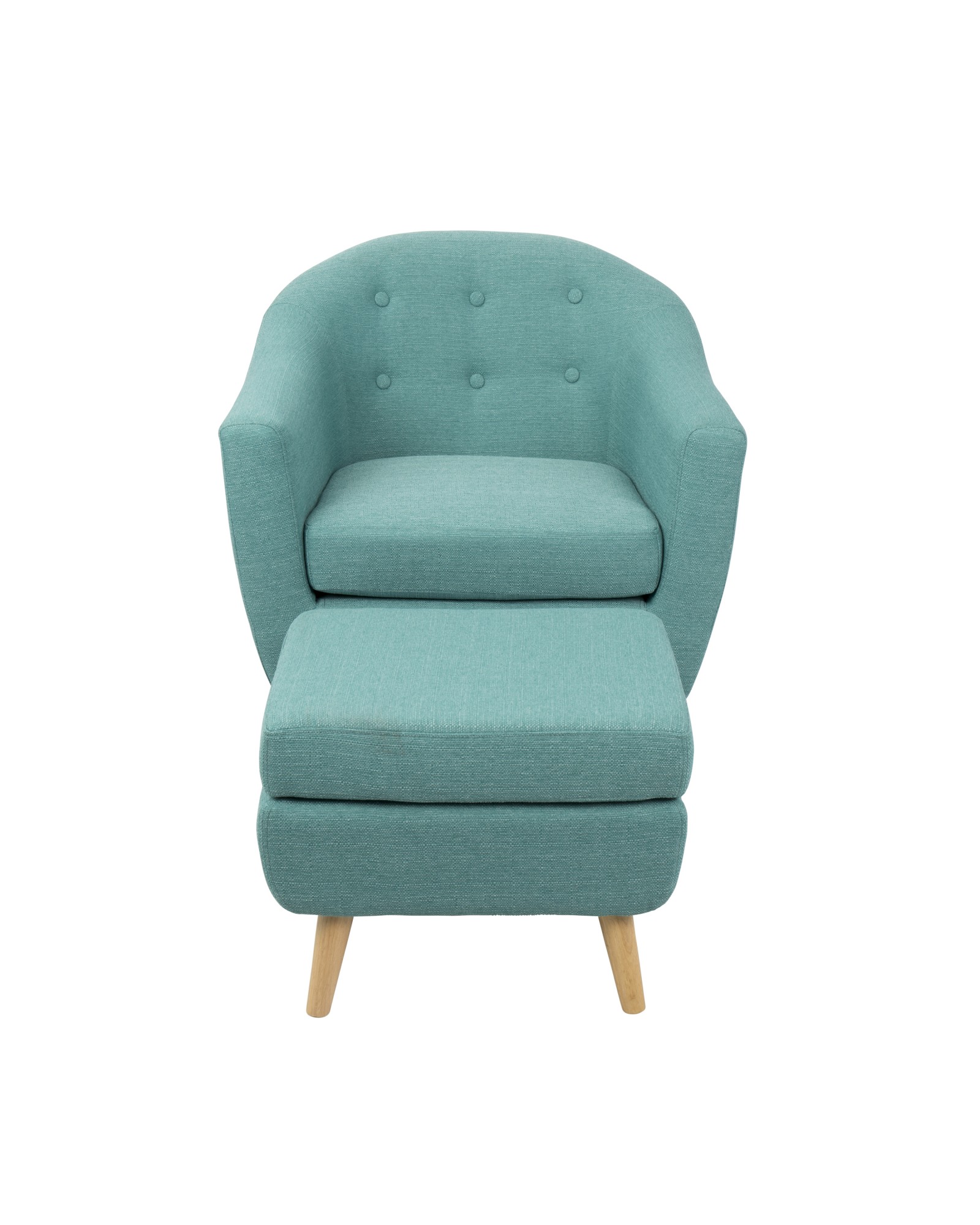Rockwell Mid-Century Modern Accent Chair and Ottoman in Teal