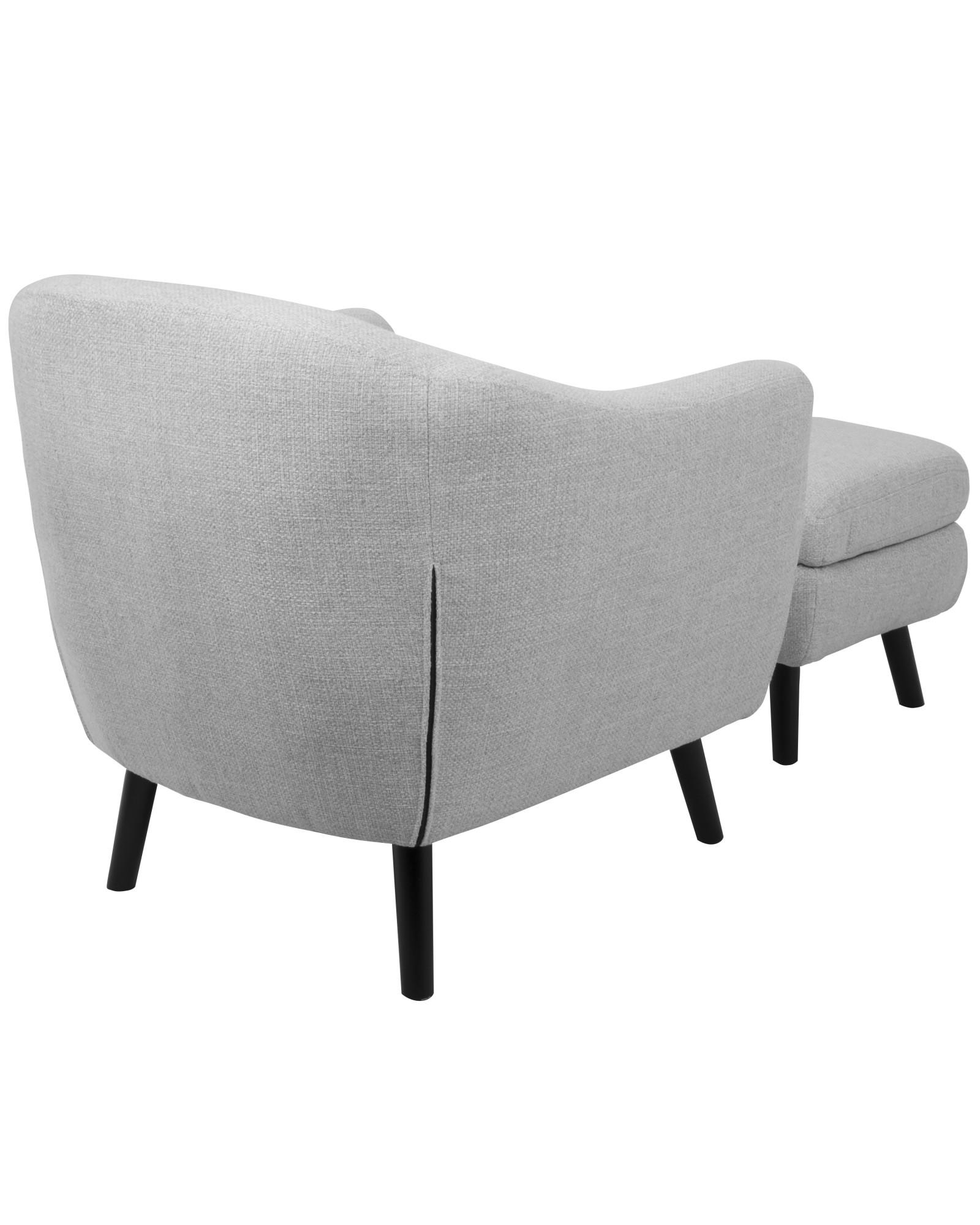 Rockwell Mid-Century Modern Accent Chair and Ottoman in Light Grey Noise Fabric