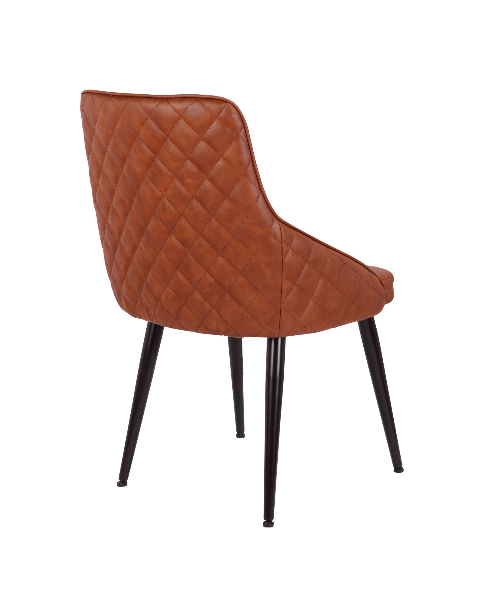 Alden Contemporary Dining/Accent Chair in Brown Faux Leather with Quilted Backrest - Set of 2