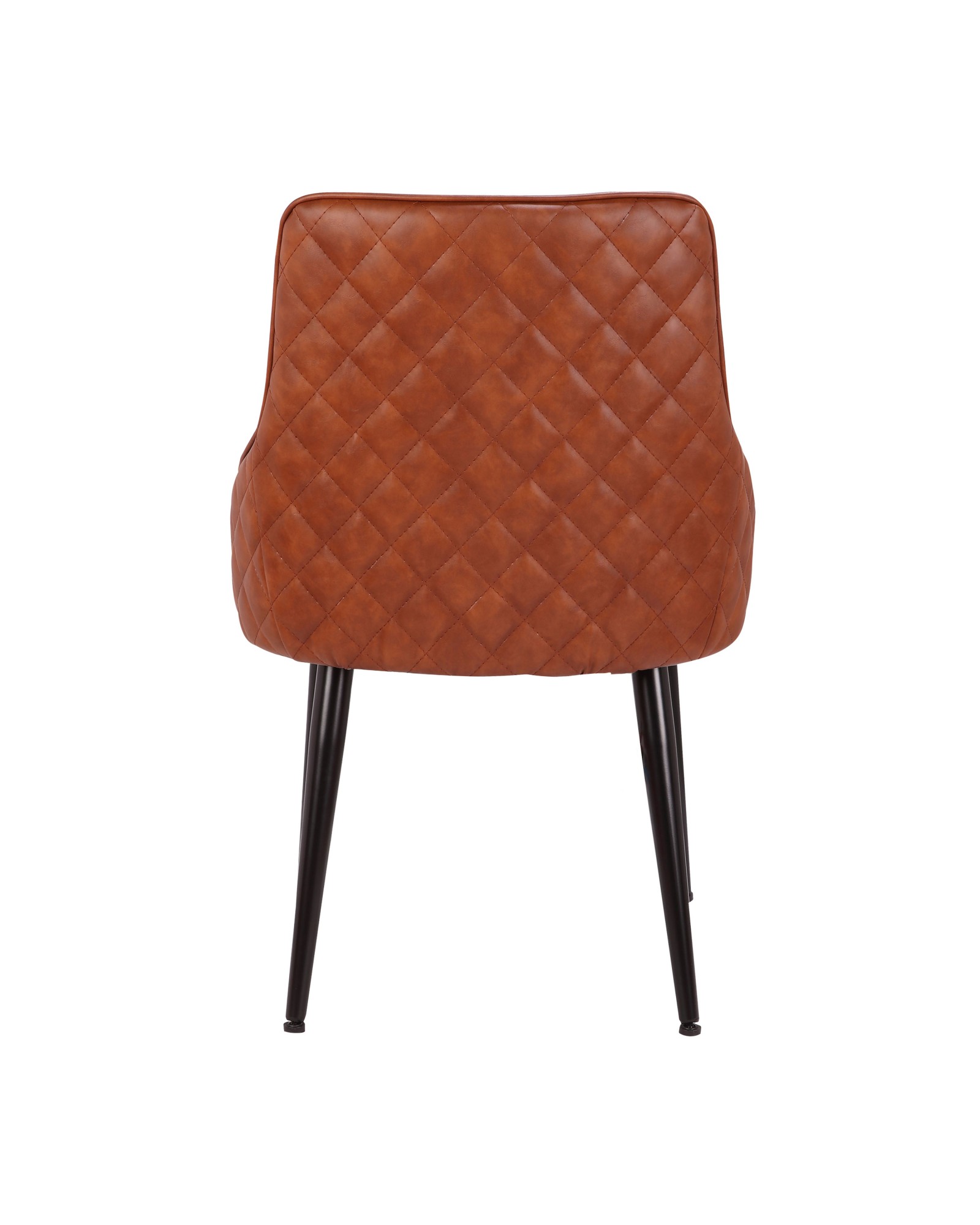 Alden Contemporary Dining/Accent Chair in Brown Faux Leather with Quilted Backrest - Set of 2