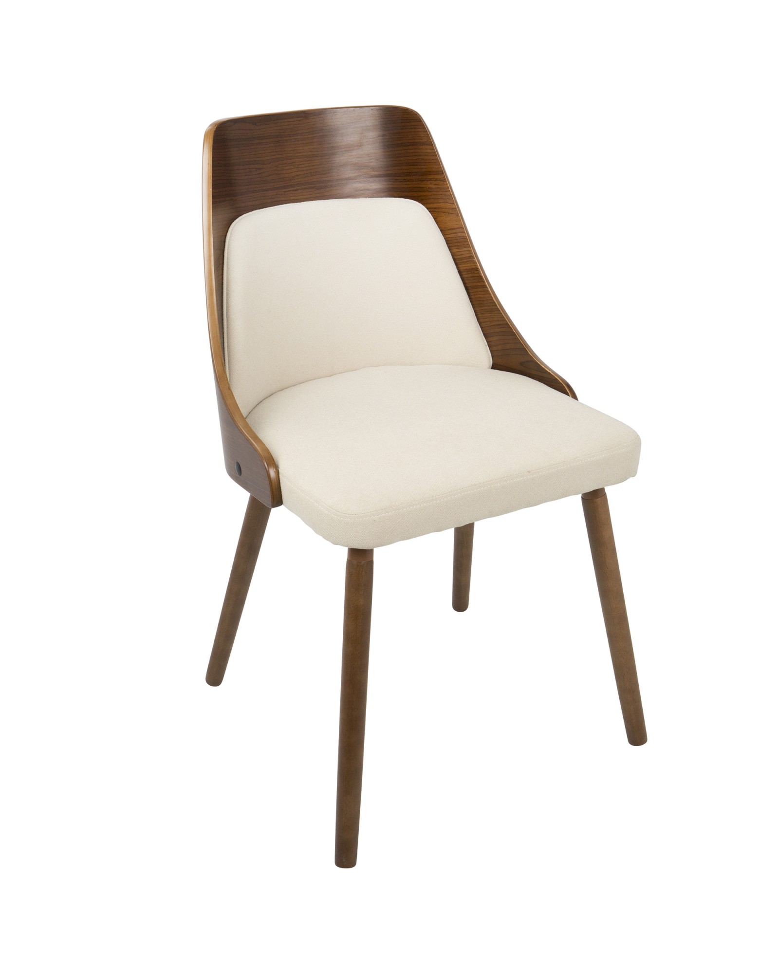 Anabelle Mid-Century Modern Dining/Accent Chair in Walnut and Cream Fabric