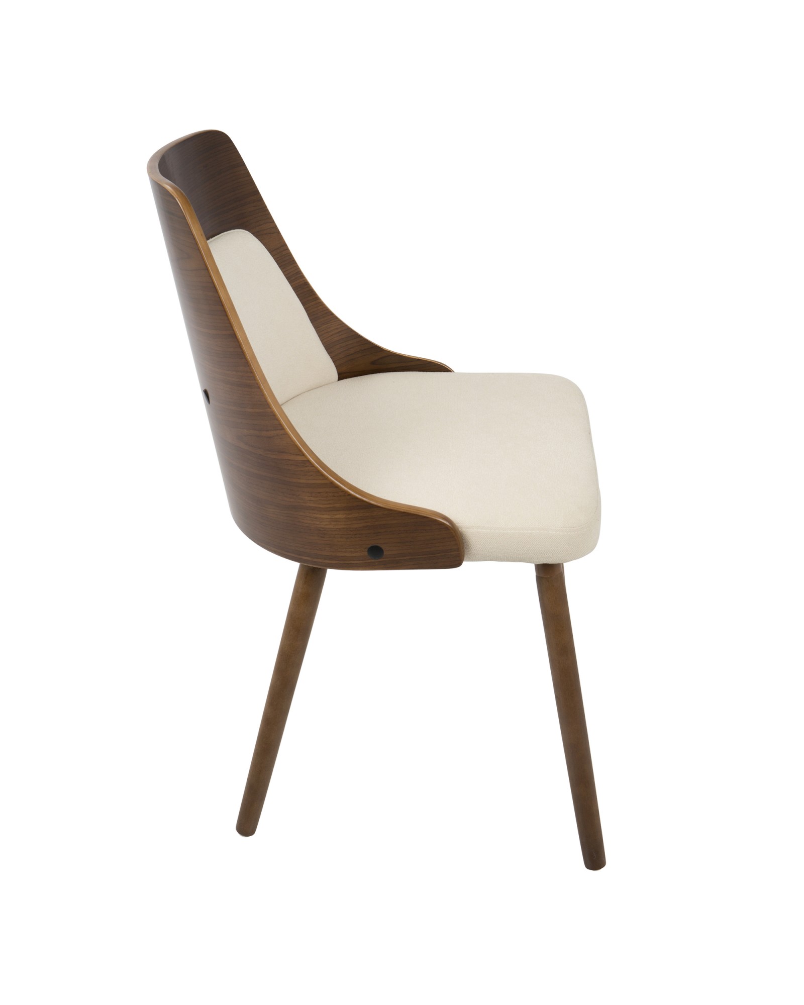 Anabelle Mid-Century Modern Dining/Accent Chair in Walnut and Cream Fabric