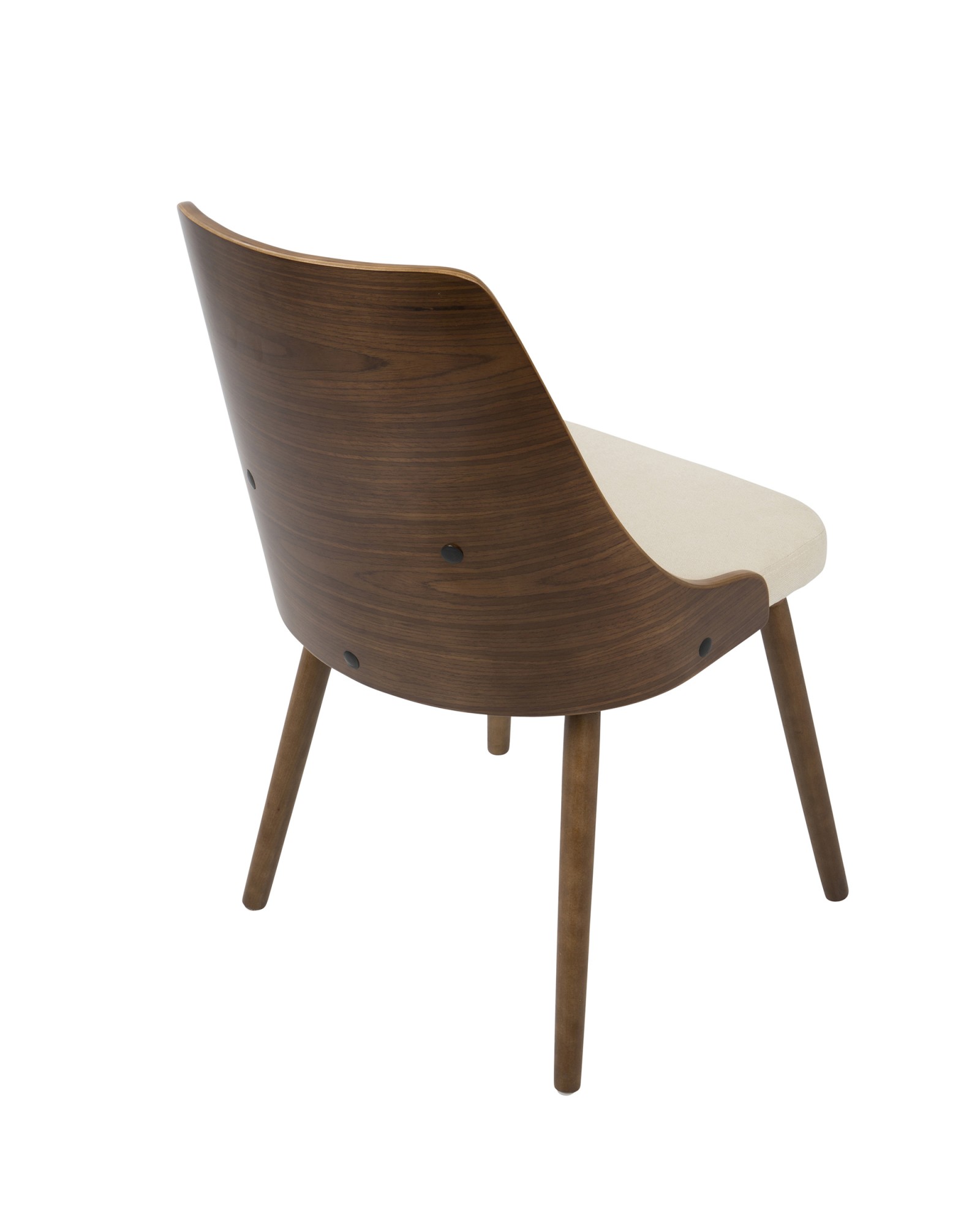 Anabelle Mid-Century Modern Dining/Accent Chair in Walnut and Cream Fabric