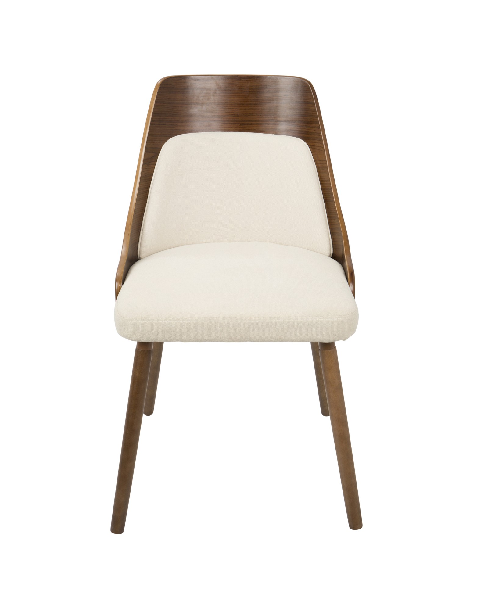 Anabelle Mid-Century Modern Dining/Accent Chair in Walnut and Cream Fabric