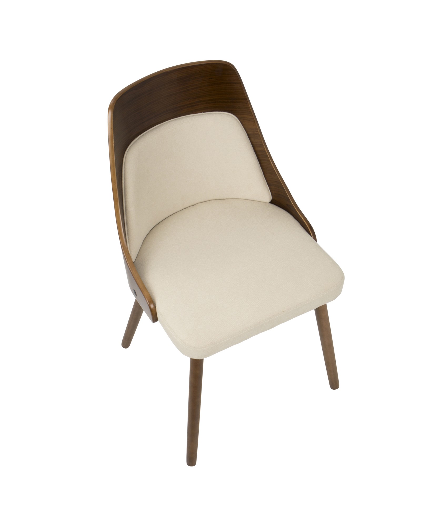 Anabelle Mid-Century Modern Dining/Accent Chair in Walnut and Cream Fabric