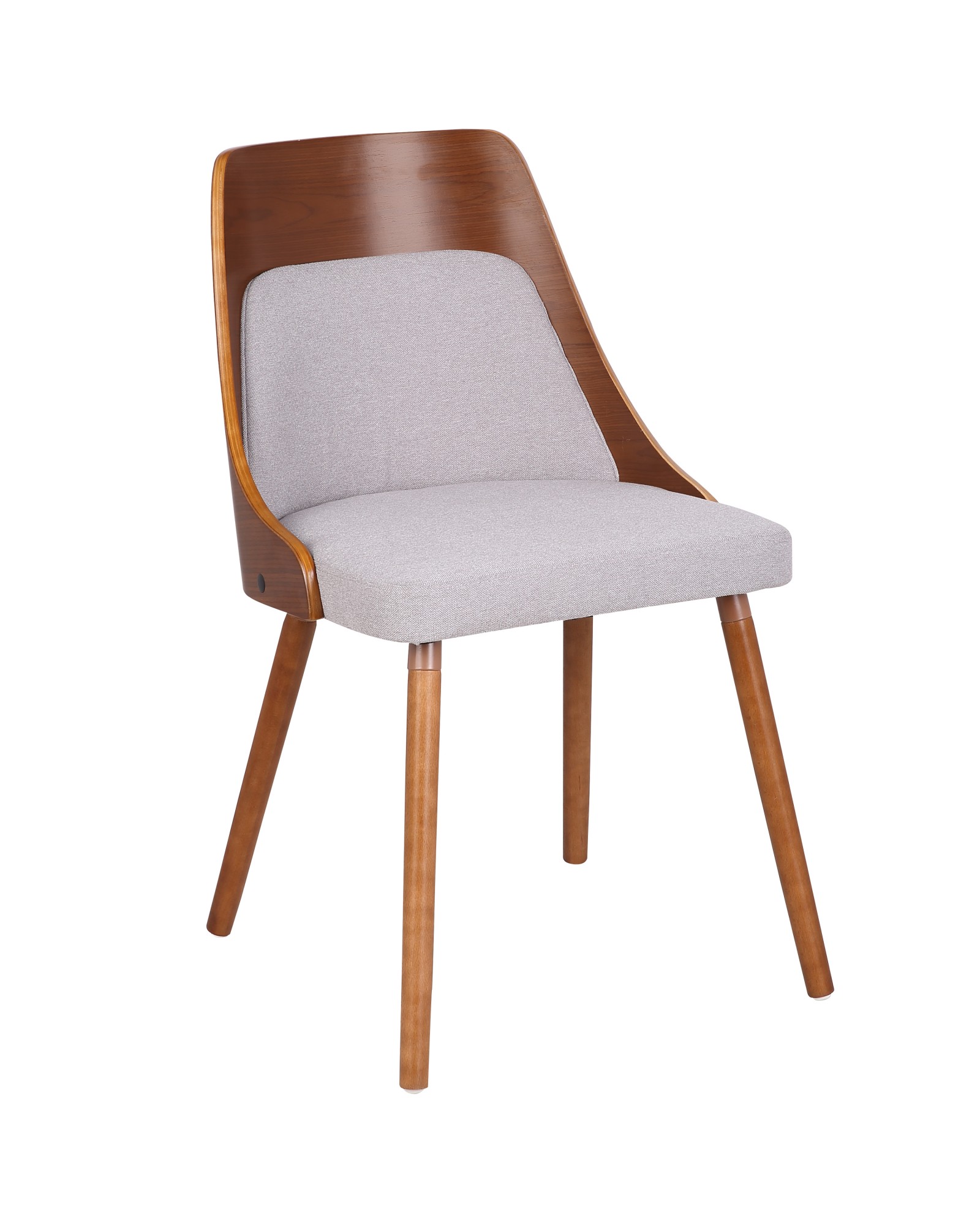 Anabelle Mid-Century Modern Dining/Accent Chair in Walnut and Grey Fabric