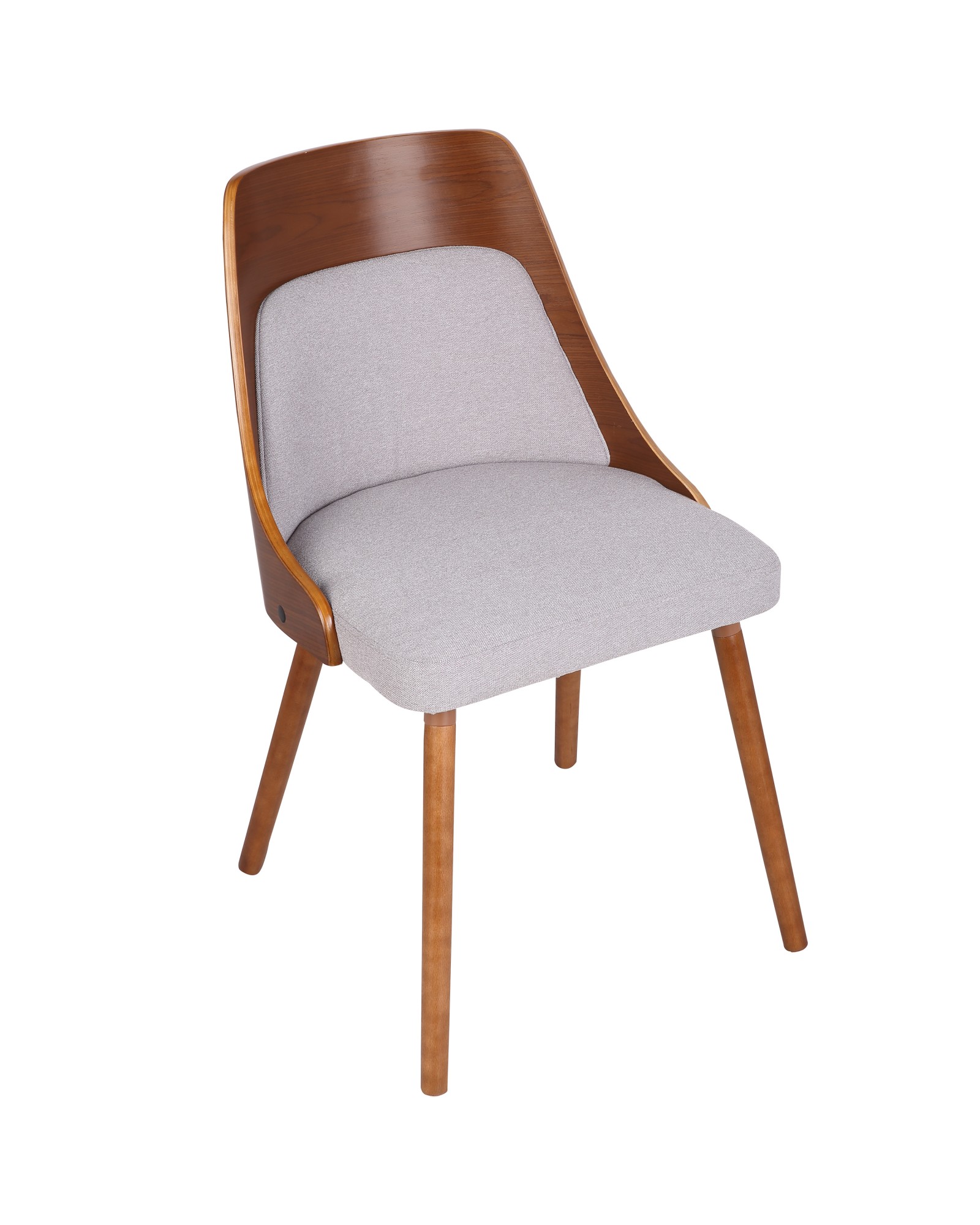Anabelle Mid-Century Modern Dining/Accent Chair in Walnut and Grey Fabric