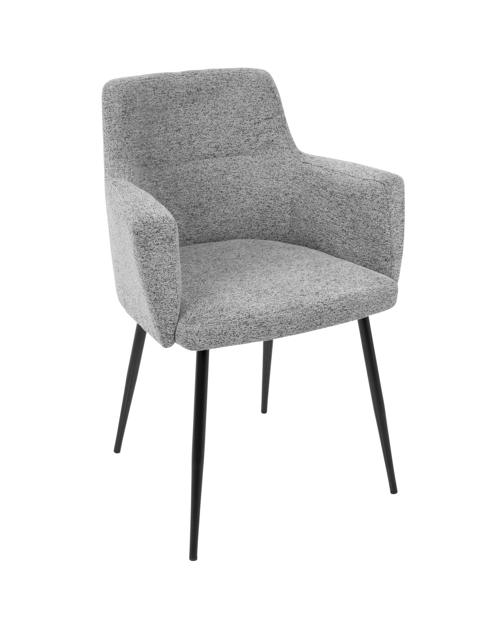 Andrew Contemporary Dining/Accent Chair in Black with Grey Fabric - Set of 2