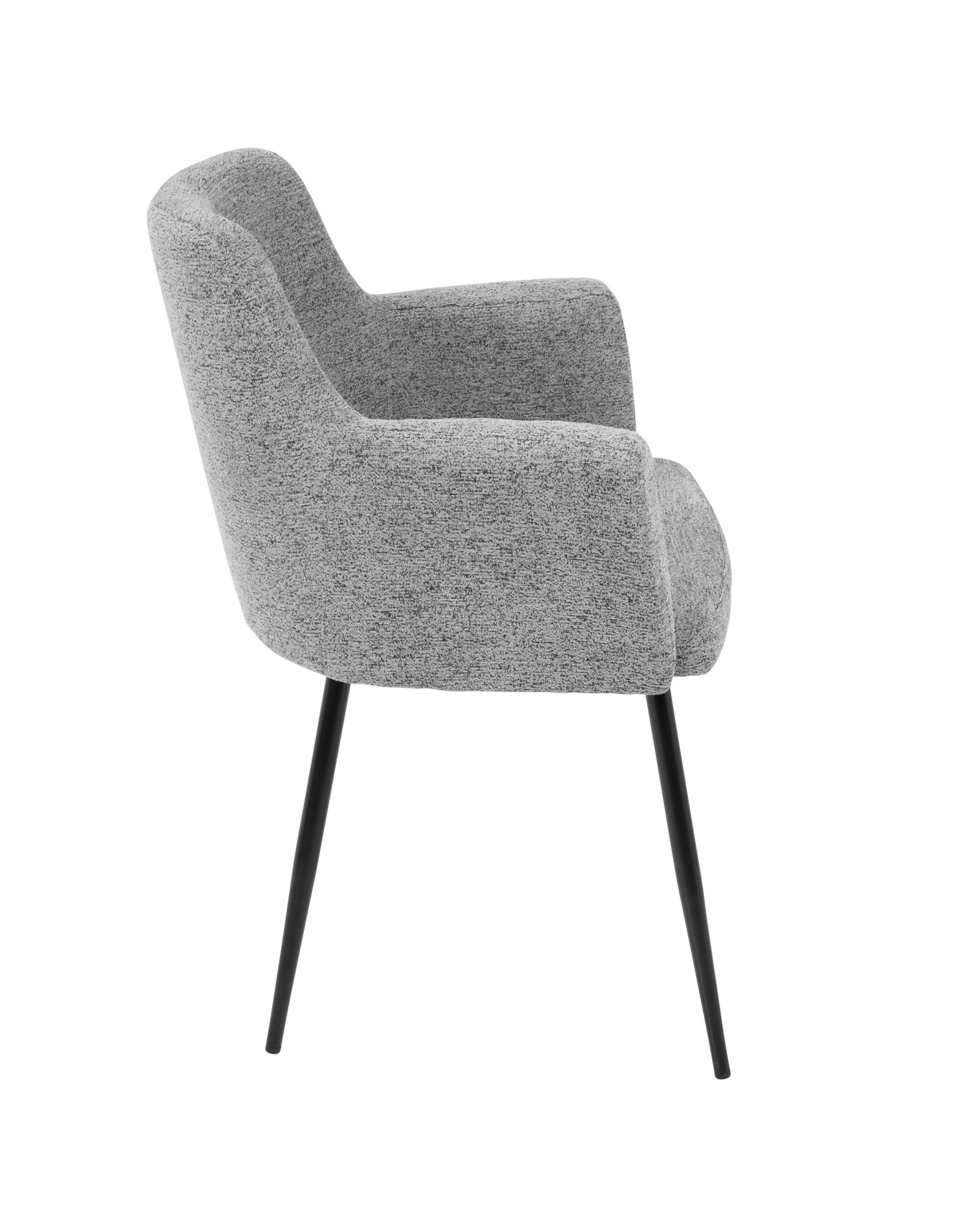 Andrew Contemporary Dining/Accent Chair in Black with Grey Fabric - Set of 2