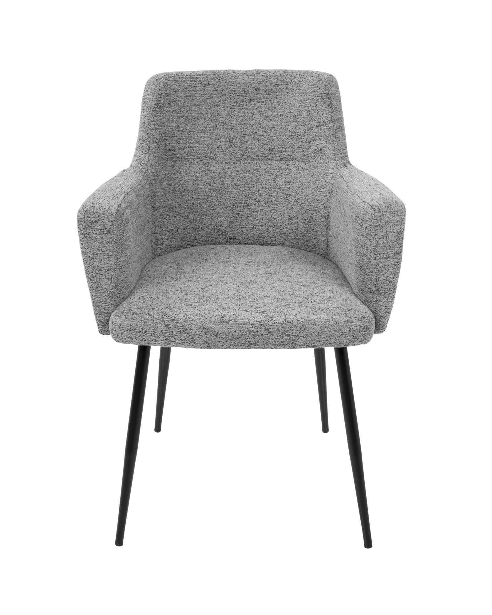 Andrew Contemporary Dining/Accent Chair in Black with Grey Fabric - Set of 2