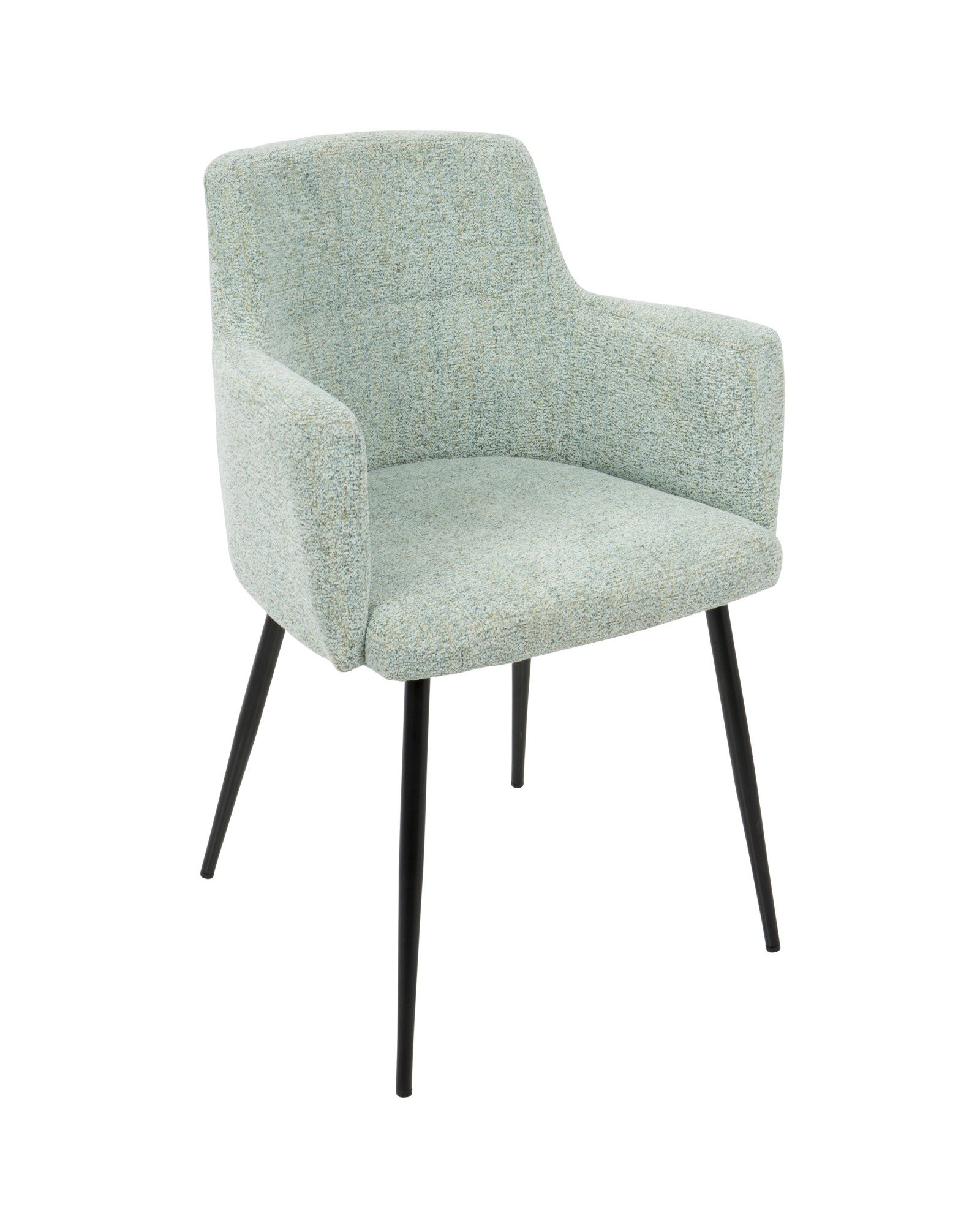 Andrew Contemporary Dining/Accent Chair in Black with Seafoam Green Fabric - Set of 2