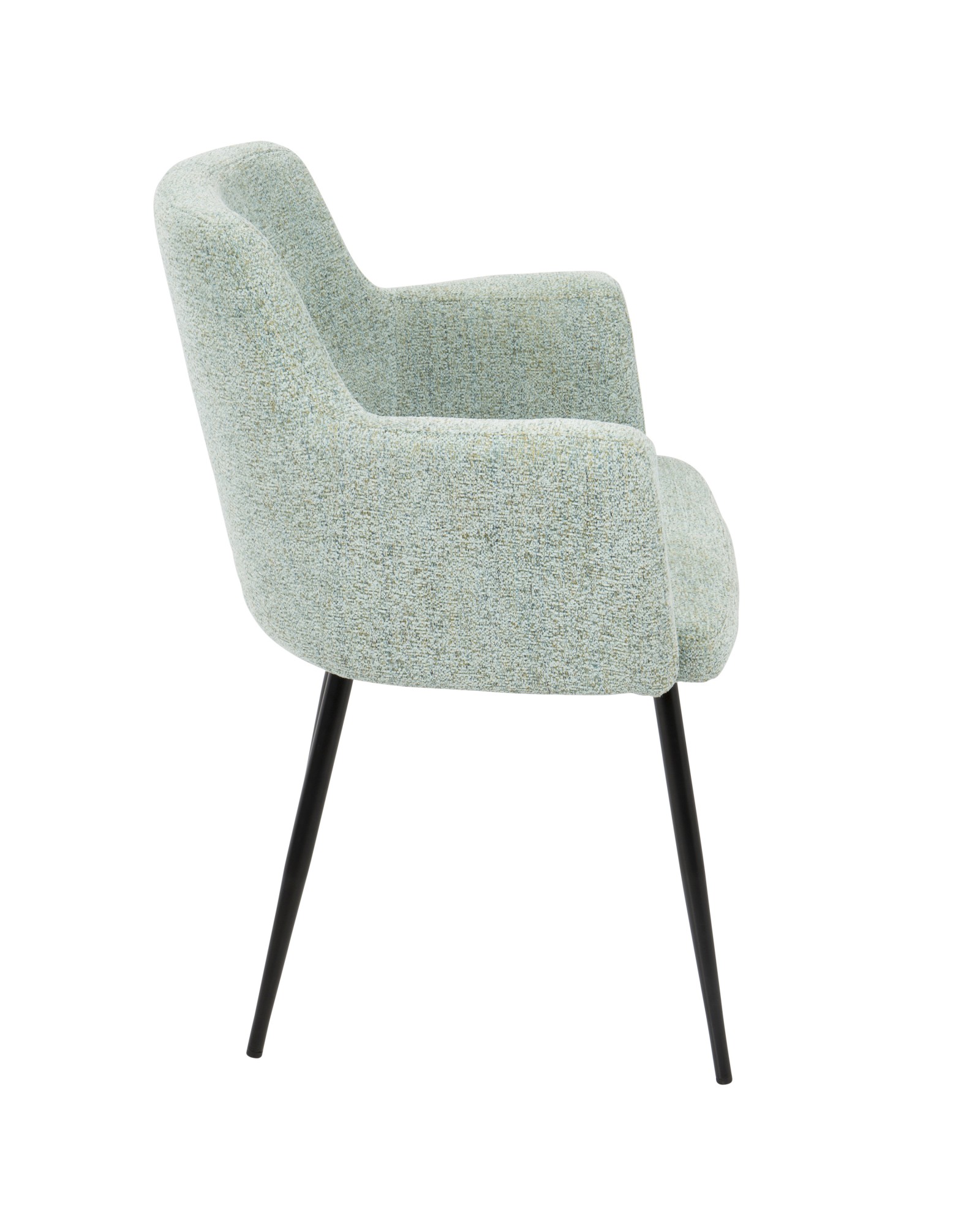 Andrew Contemporary Dining/Accent Chair in Black with Seafoam Green Fabric - Set of 2