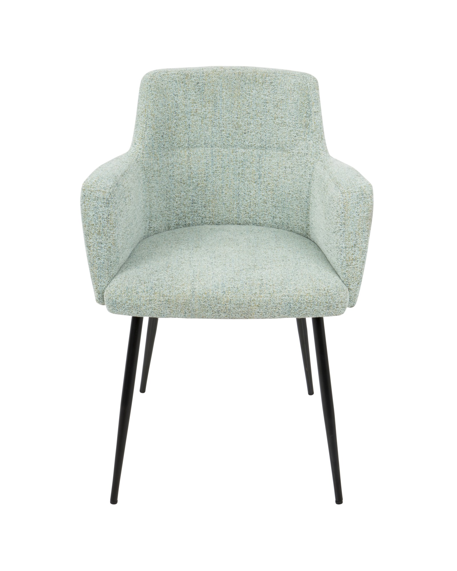 Andrew Contemporary Dining/Accent Chair in Black with Seafoam Green Fabric - Set of 2