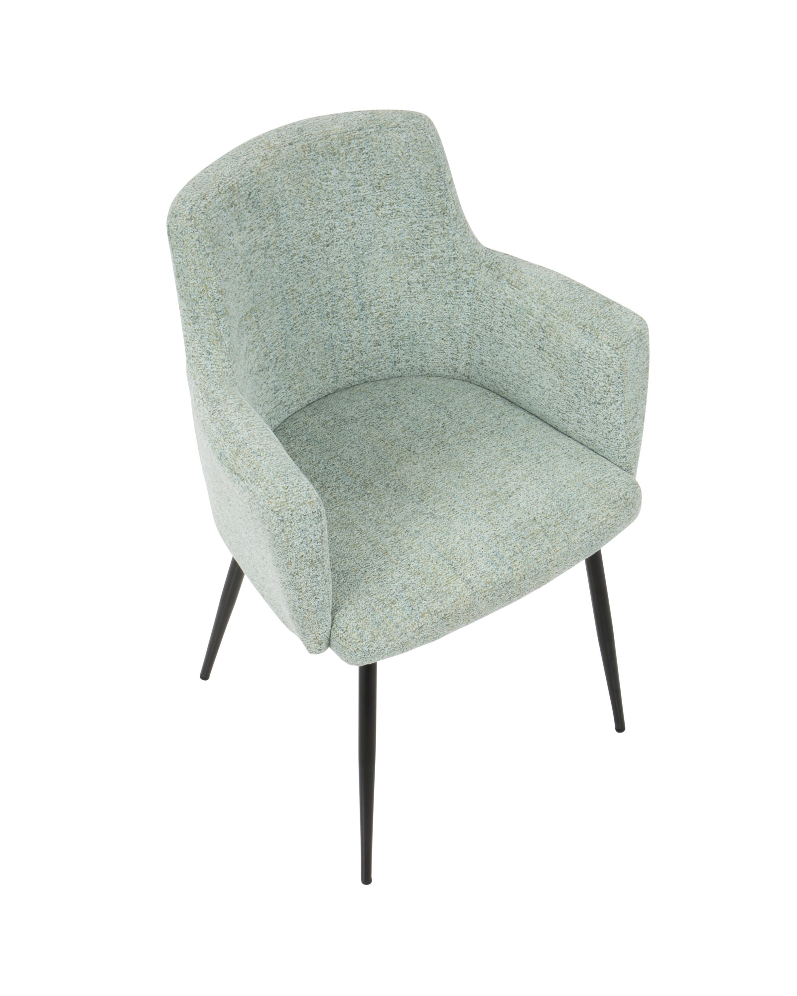 Andrew Contemporary Dining/Accent Chair in Black with Seafoam Green Fabric - Set of 2