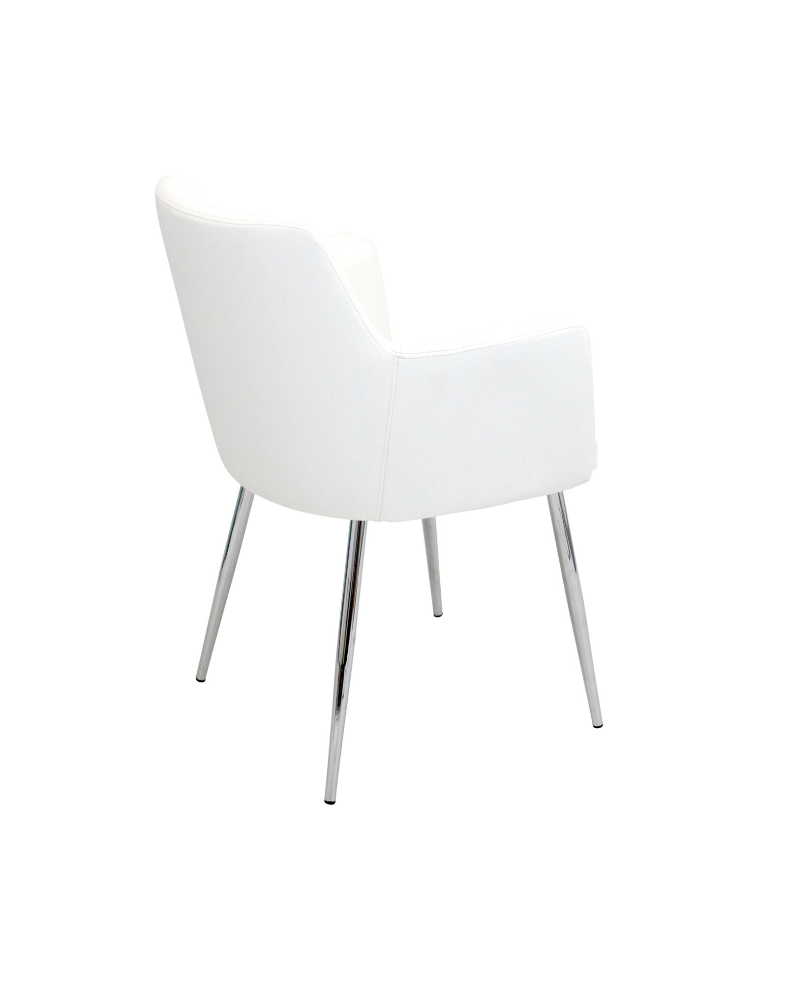 Andrew Contemporary Dining/Accent Chair in Chrome and White Faux Leather - Set of 2