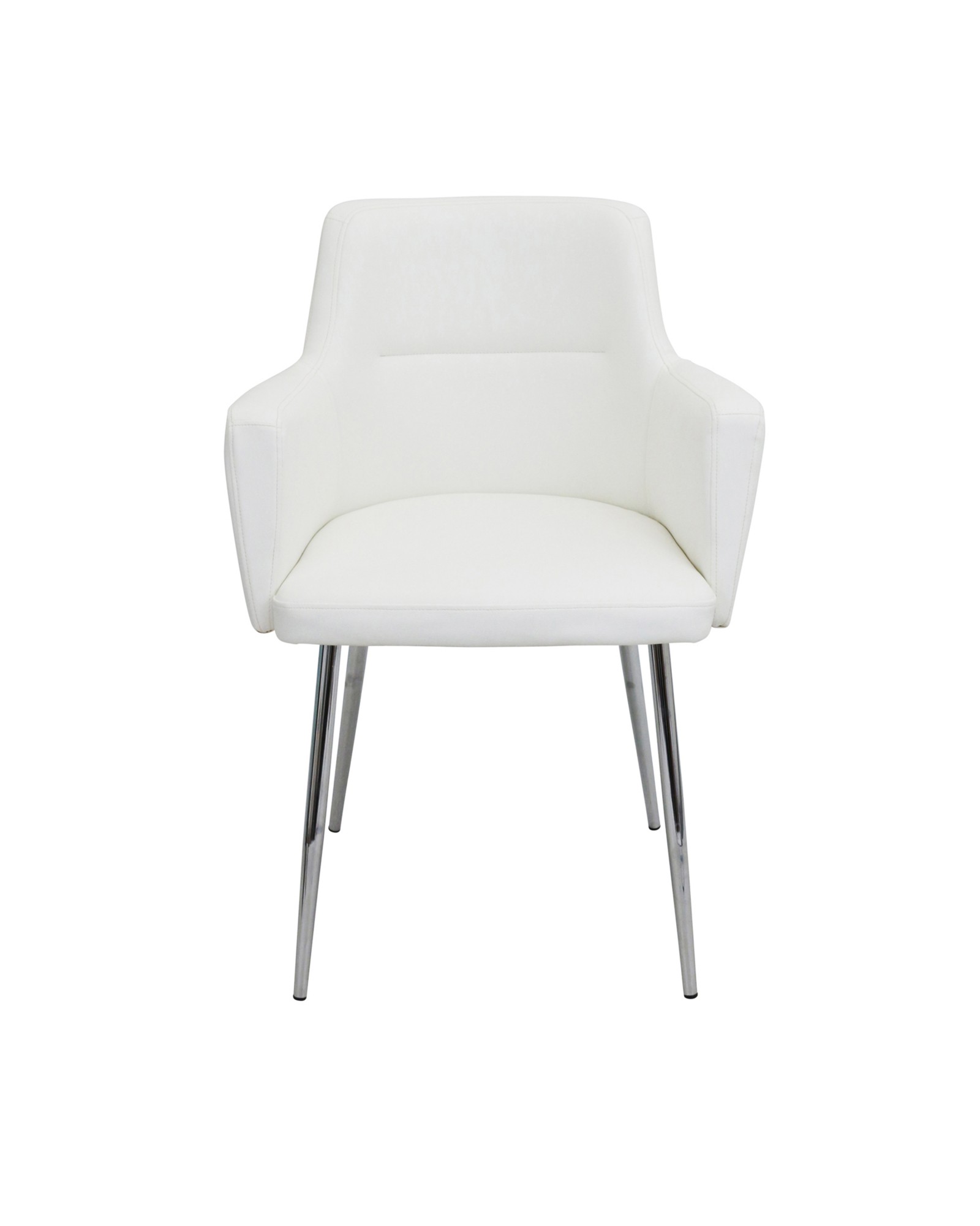 Andrew Contemporary Dining/Accent Chair in Chrome and White Faux Leather - Set of 2