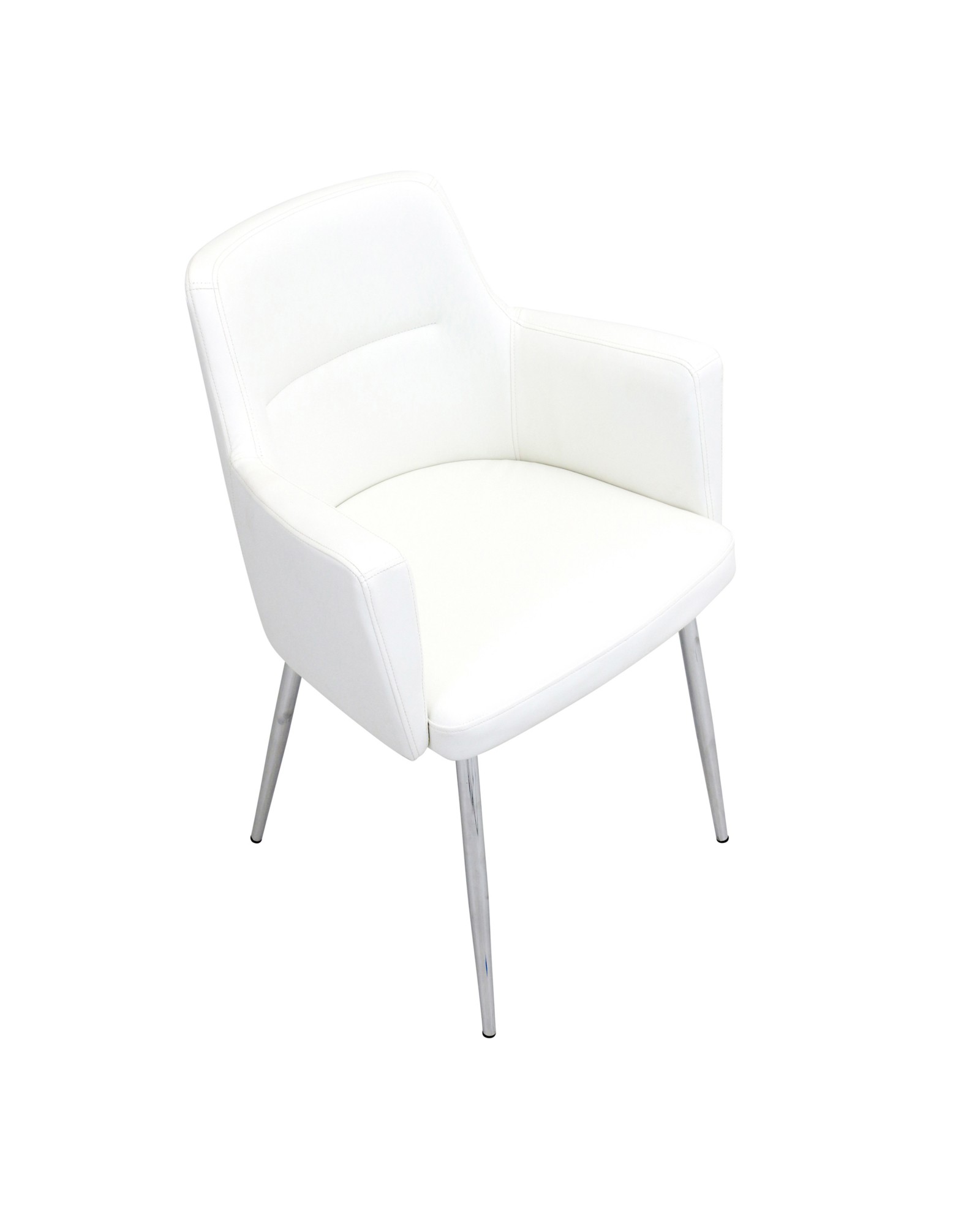 Andrew Contemporary Dining/Accent Chair in Chrome and White Faux Leather - Set of 2