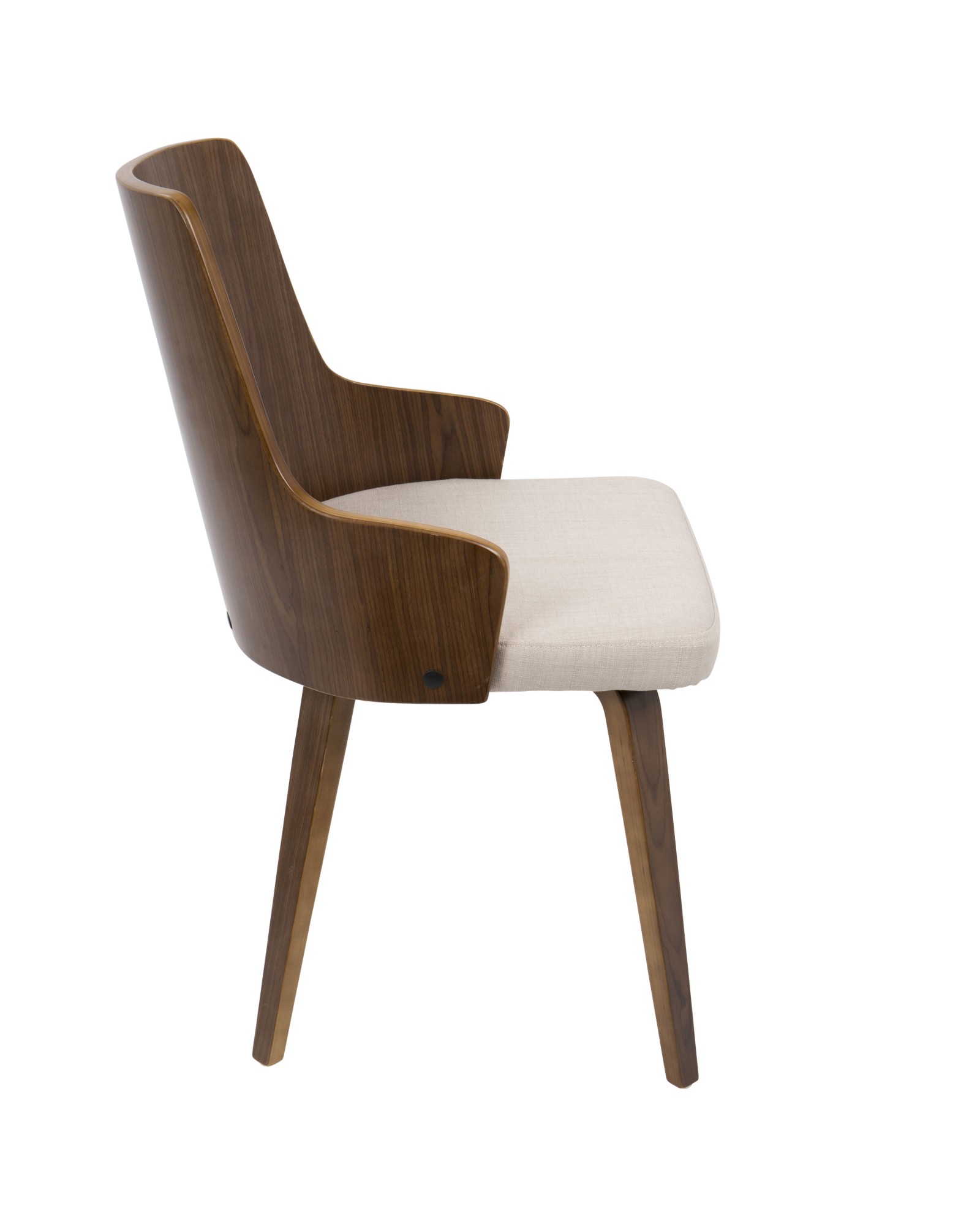 Ariana Mid-Century Modern Dining/Accent Chair in Walnut and Beige Fabric - Set of 2