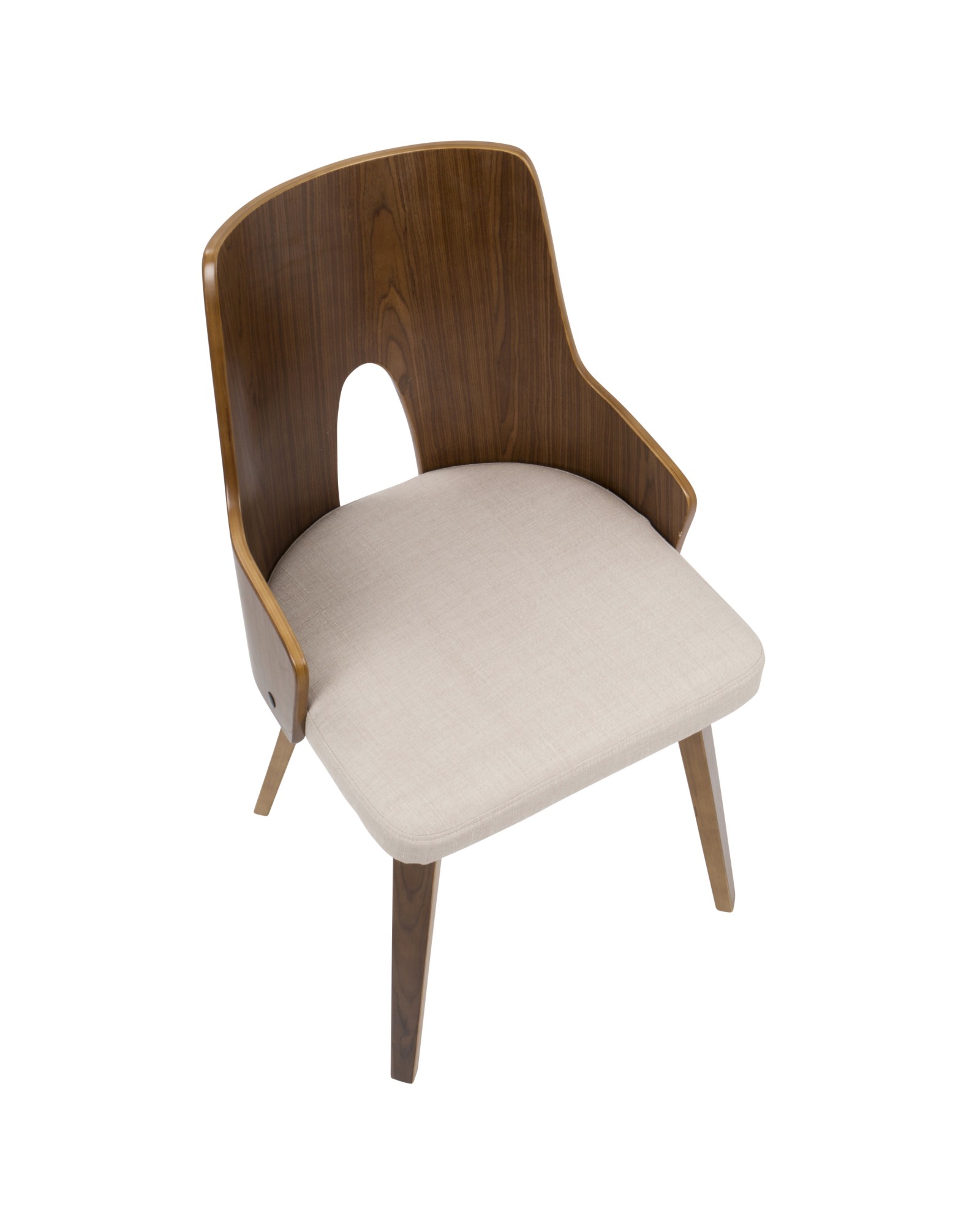 Ariana Mid-Century Modern Dining/Accent Chair in Walnut and Beige Fabric - Set of 2