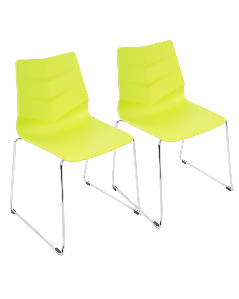 Arrow Contemporary Dining Chair in Lime Green - Set of 2