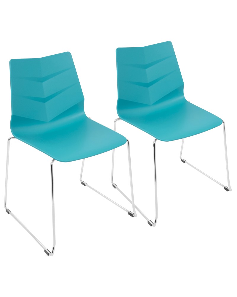 Arrow Contemporary Dining Chair in Turquoise - Set of 2