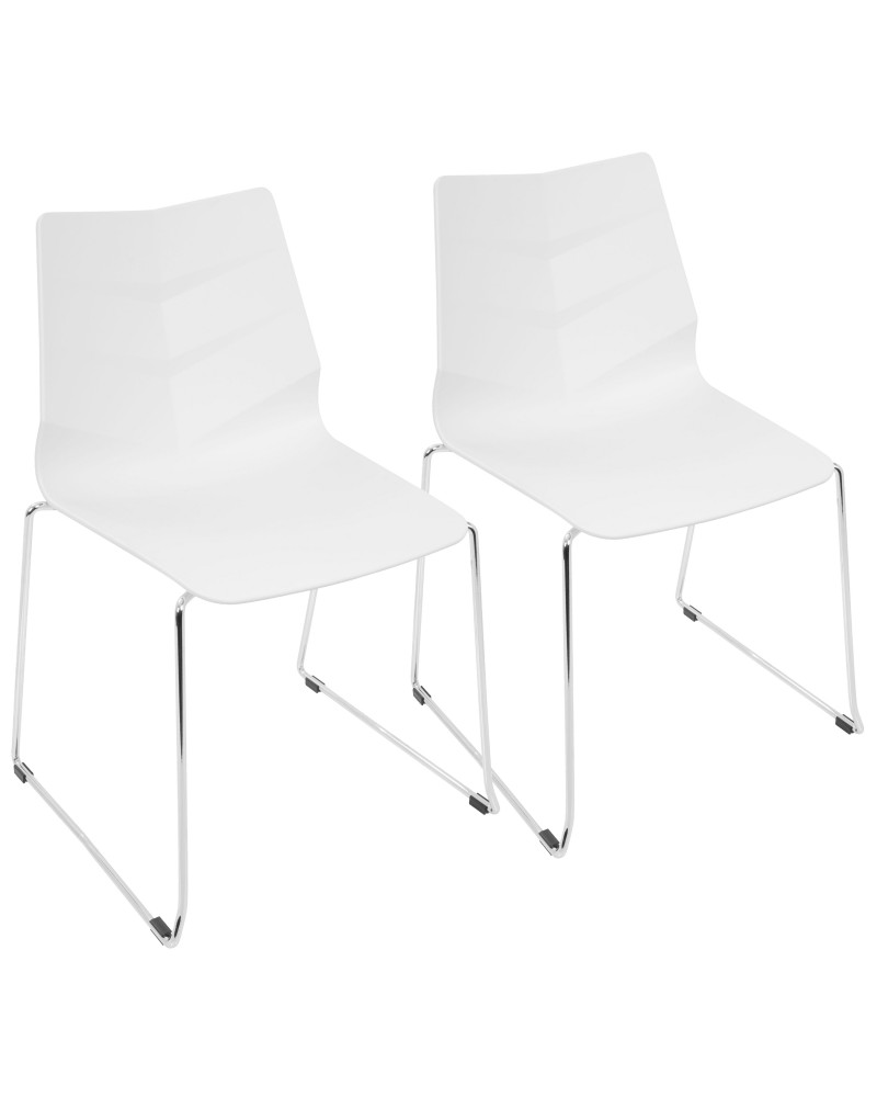 Arrow Contemporary Dining Chair in White - Set of 2