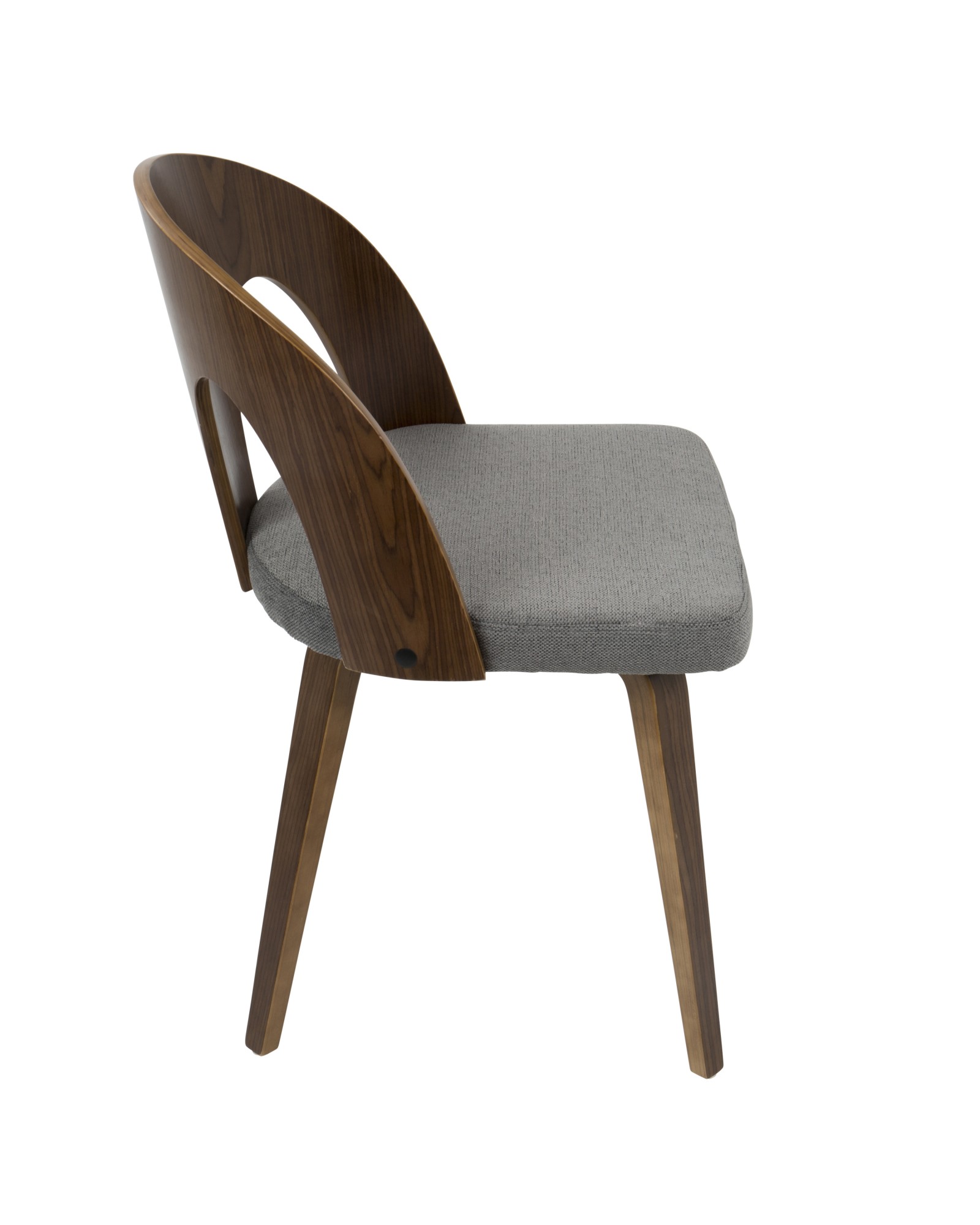 Ava Mid-Century Modern Dining/Accent Chair in Walnut and Grey Fabric