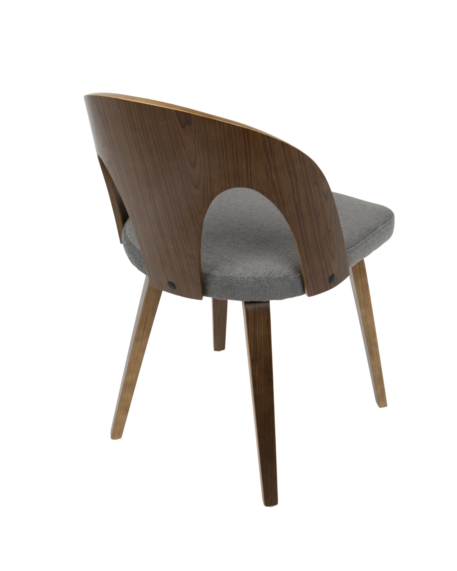 Ava Mid-Century Modern Dining/Accent Chair in Walnut and Grey Fabric