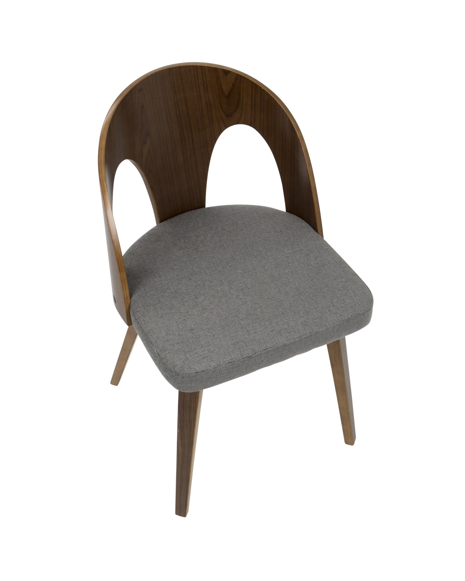 Ava Mid-Century Modern Dining/Accent Chair in Walnut and Grey Fabric