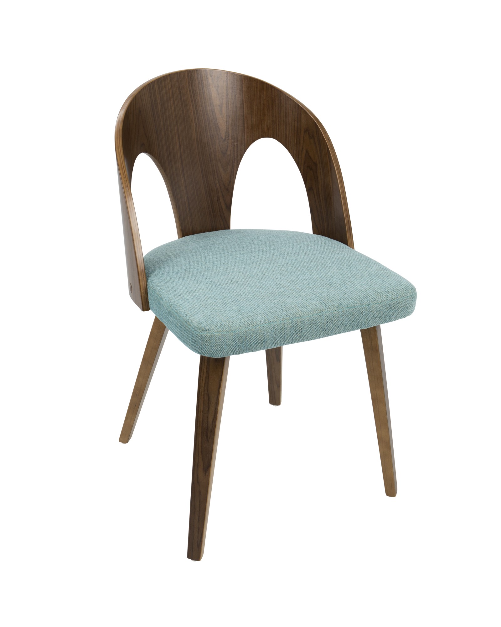 Ava Mid-Century Modern Dining/Accent Chair in Walnut and Teal Fabric