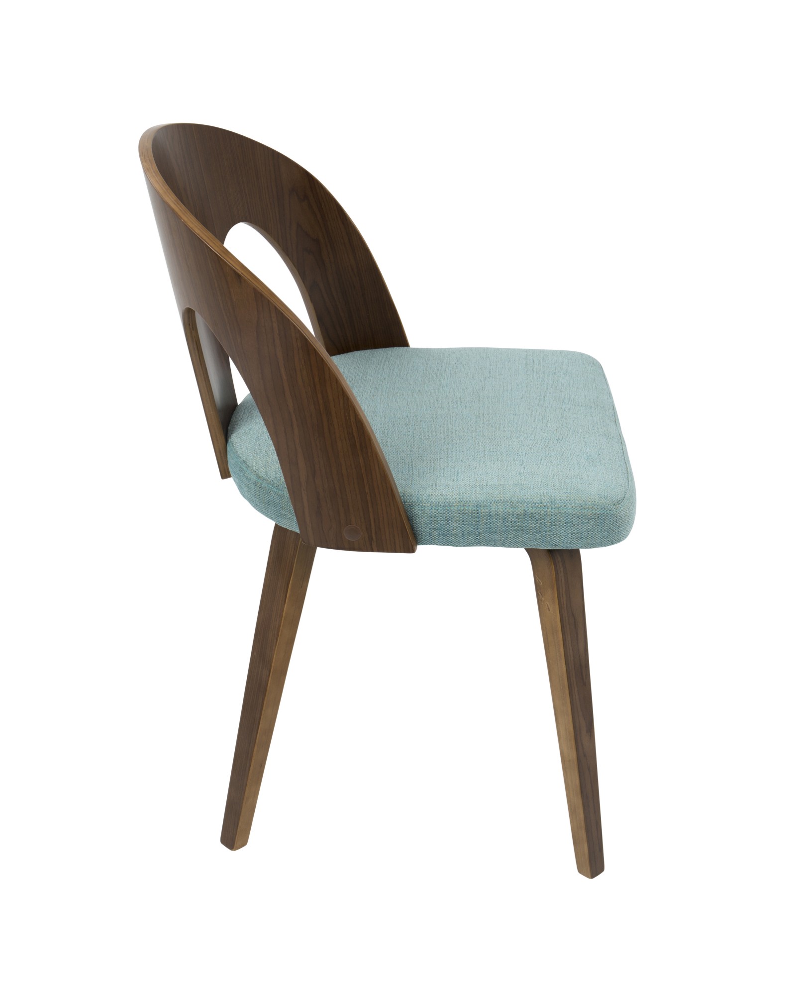 Ava Mid-Century Modern Dining/Accent Chair in Walnut and Teal Fabric