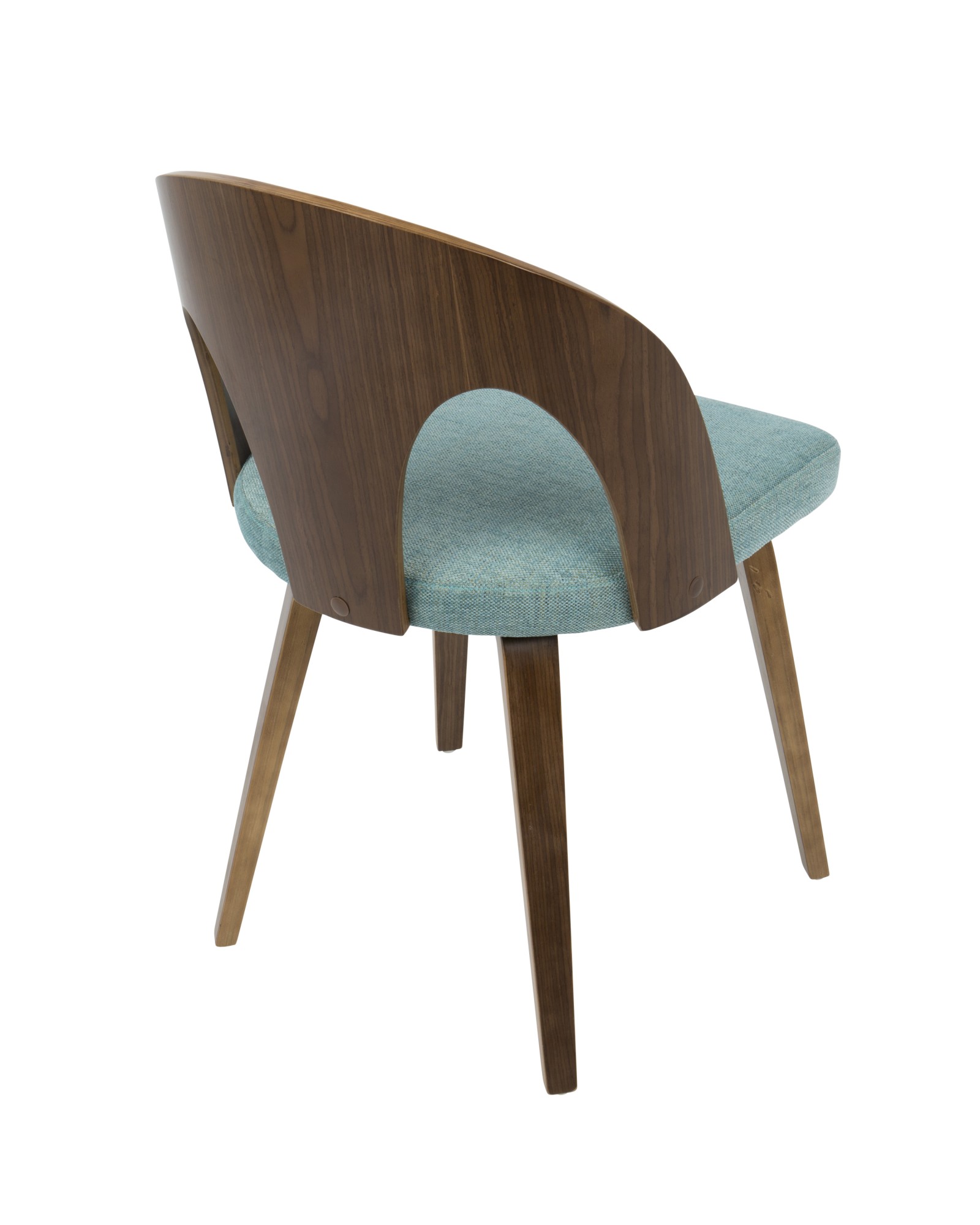 Ava Mid-Century Modern Dining/Accent Chair in Walnut and Teal Fabric