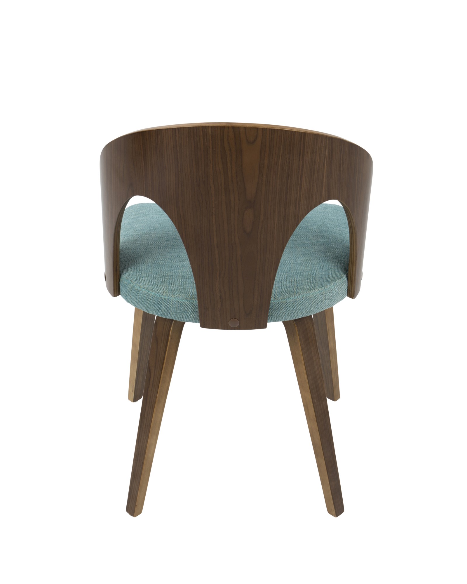 Ava Mid-Century Modern Dining/Accent Chair in Walnut and Teal Fabric