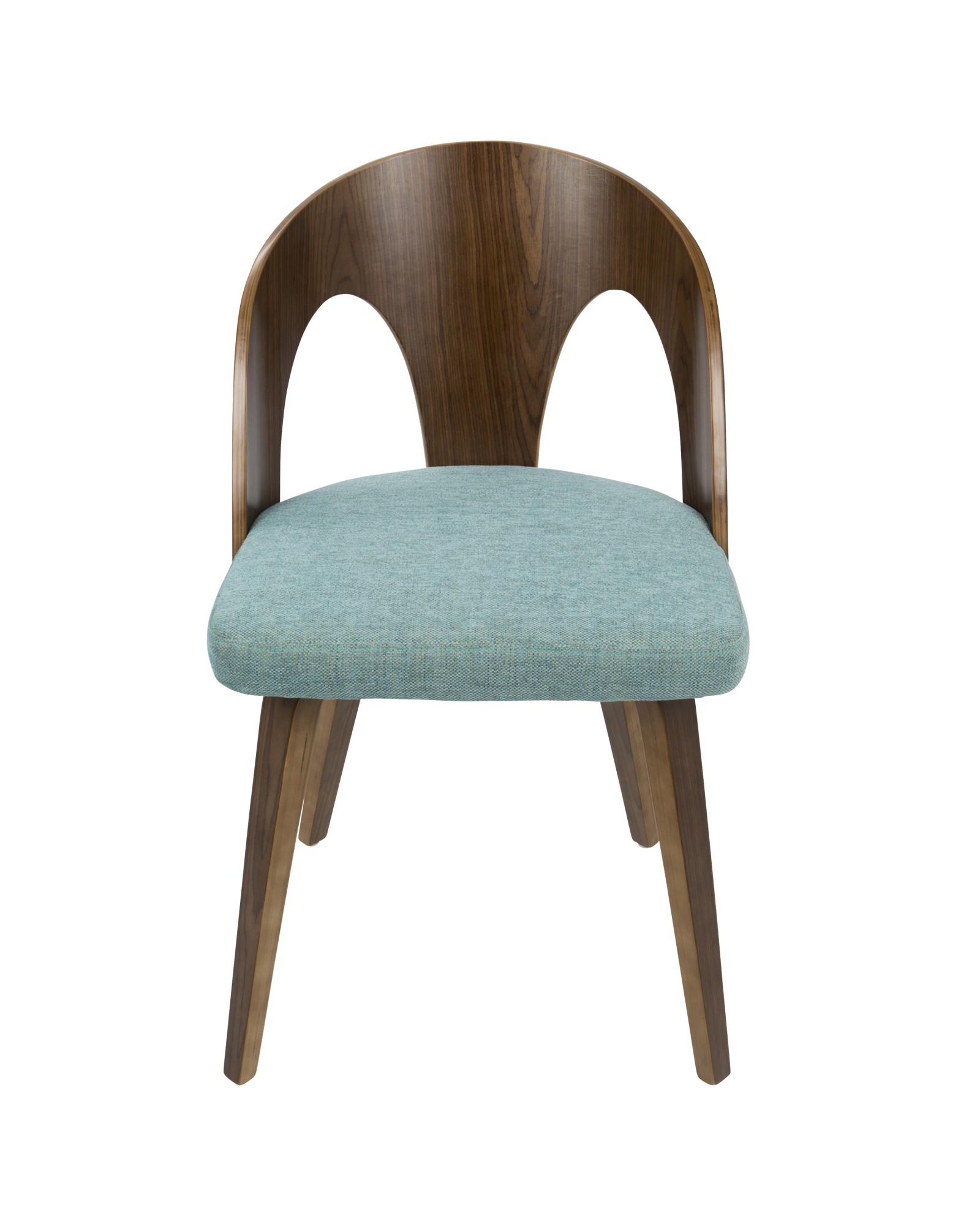 Ava Mid-Century Modern Dining/Accent Chair in Walnut and Teal Fabric