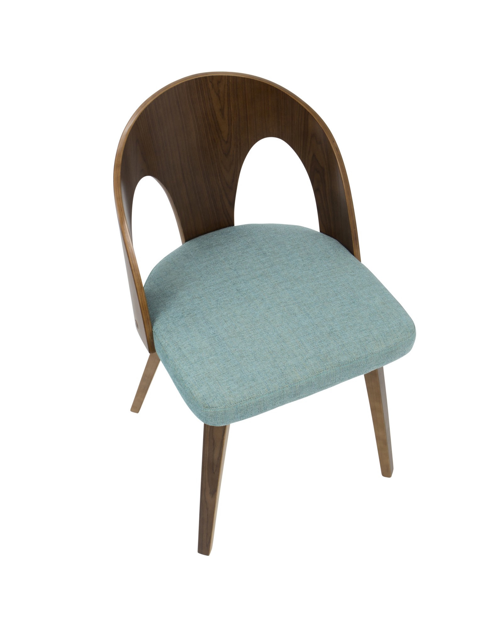 Ava Mid-Century Modern Dining/Accent Chair in Walnut and Teal Fabric