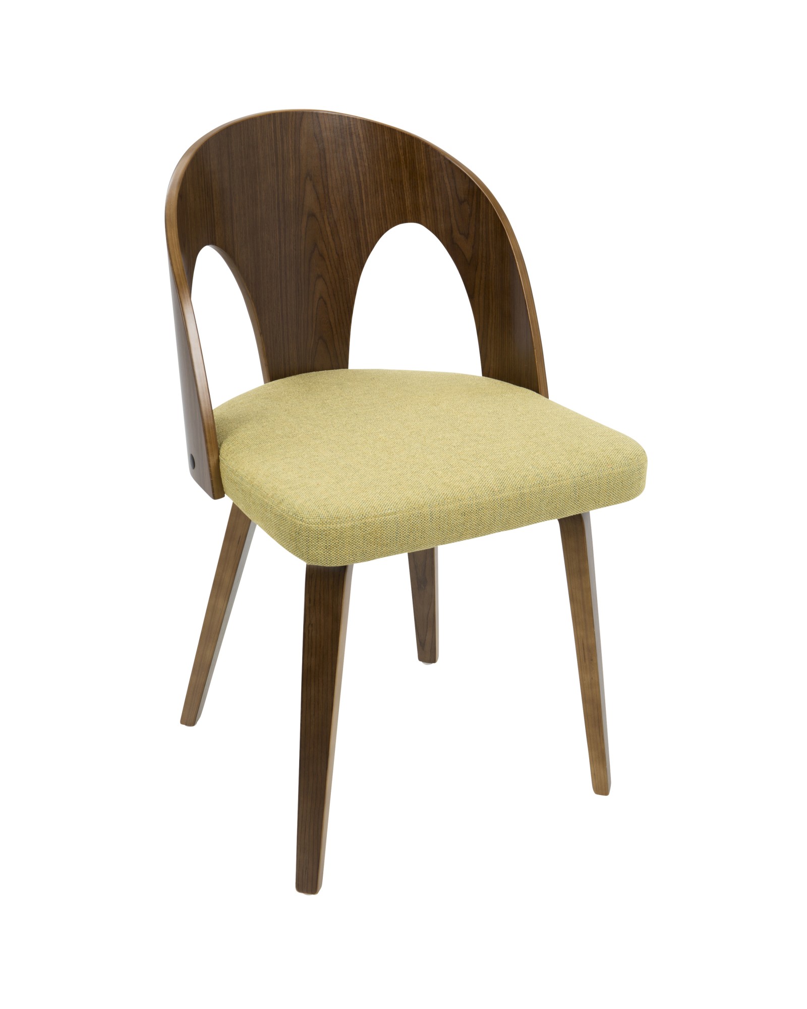 Ava Mid-Century Modern Dining/Accent Chair in Walnut and Yellow Fabric