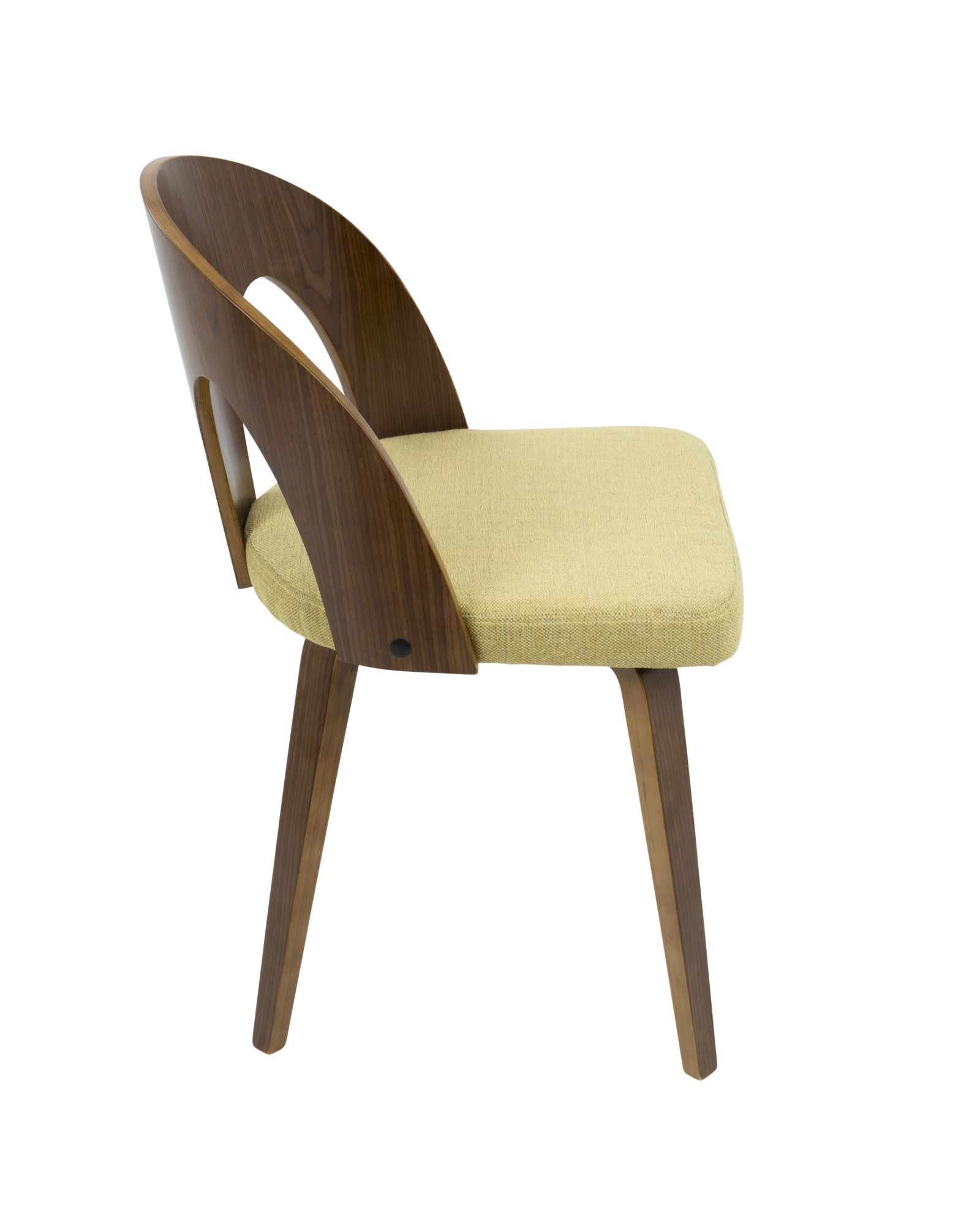 Ava Mid-Century Modern Dining/Accent Chair in Walnut and Yellow Fabric