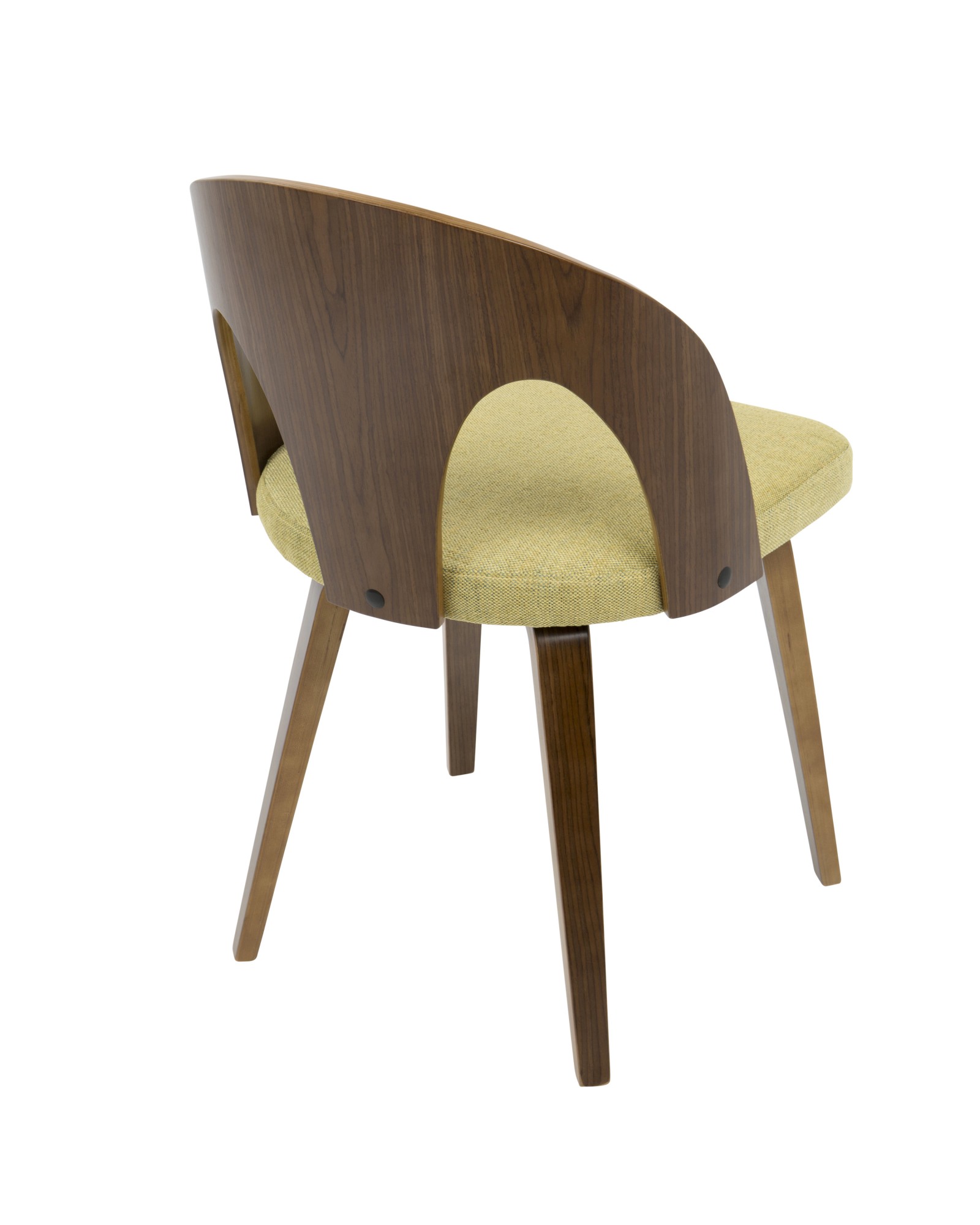 Ava Mid-Century Modern Dining/Accent Chair in Walnut and Yellow Fabric