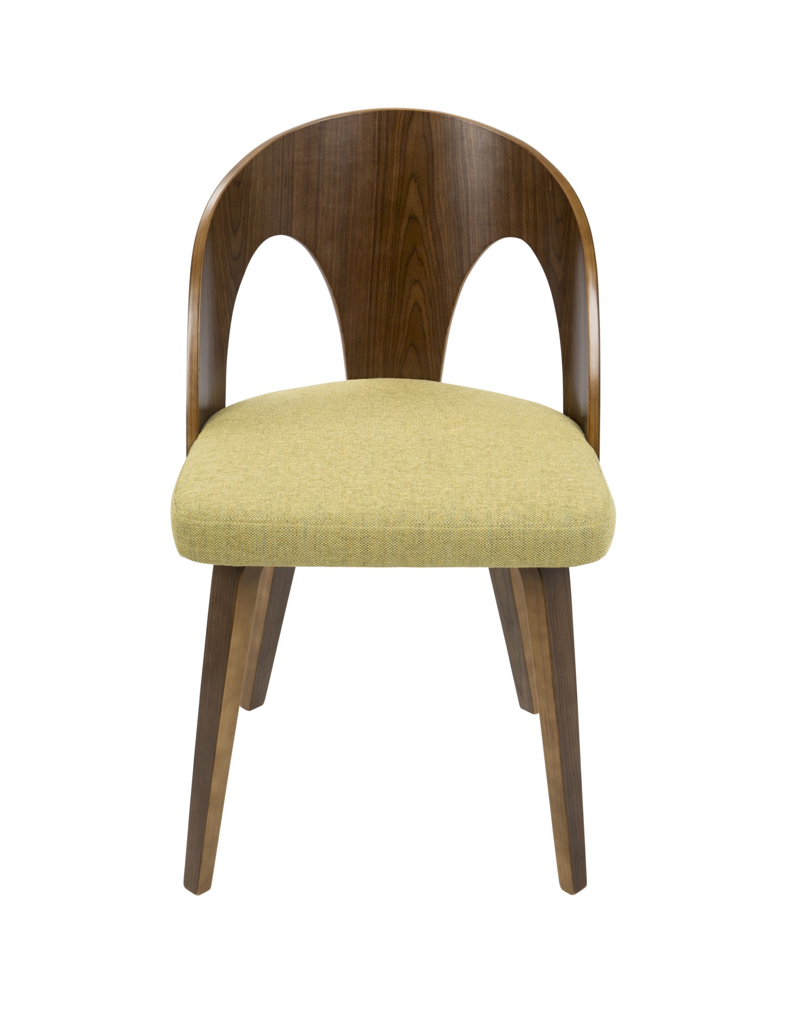 Ava Mid-Century Modern Dining/Accent Chair in Walnut and Yellow Fabric